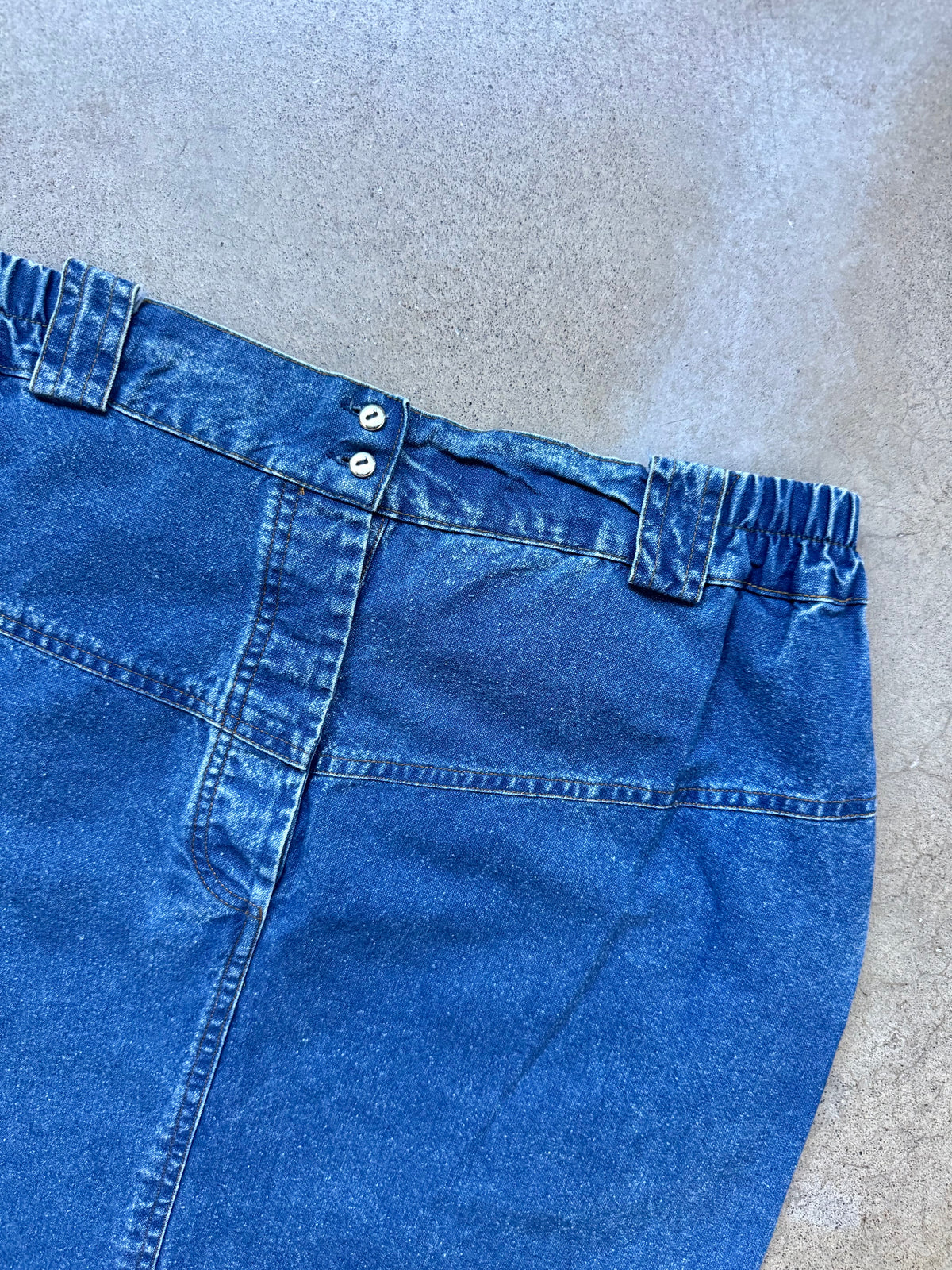 Vintage 1980s Snow Blue Floral Beaded Appliqué Denim Two-Piece Skirt Set | Medium