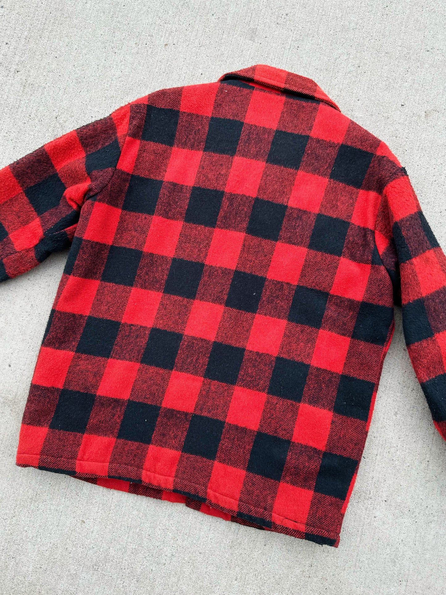 Vintage Red Buffalo Plaid Wool Coat