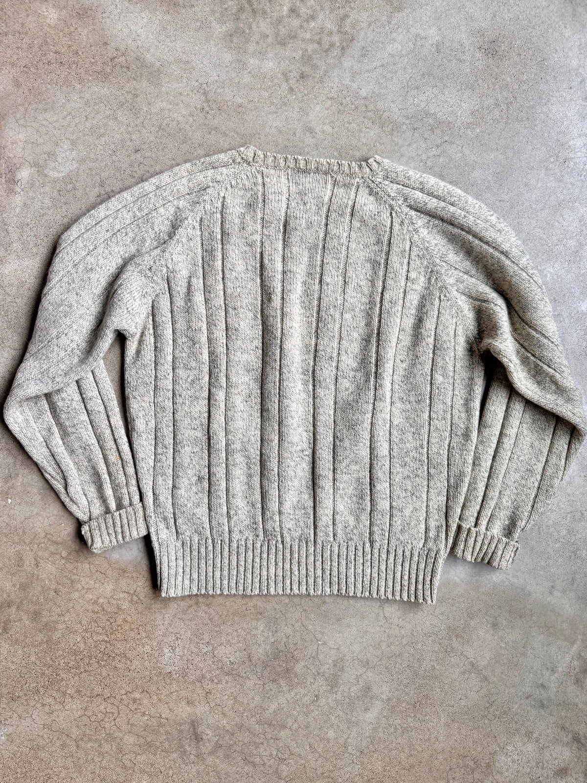 Vintage 1990s J. Crew Grey Rib Knit Wool Oarsmen Crewneck Sweater | Large