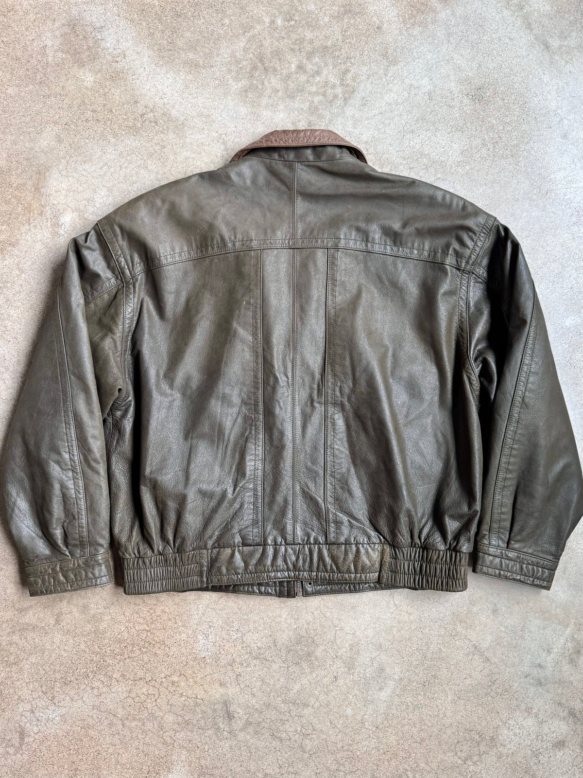 Vintage 1980s Reed Sportswear Brown Leather Zip-Up Jacket | 48R