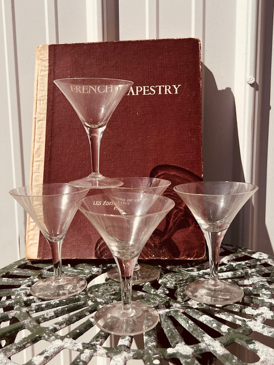 Vintage 1950s MCM Wide Rim Martini Glasses | Set of 5