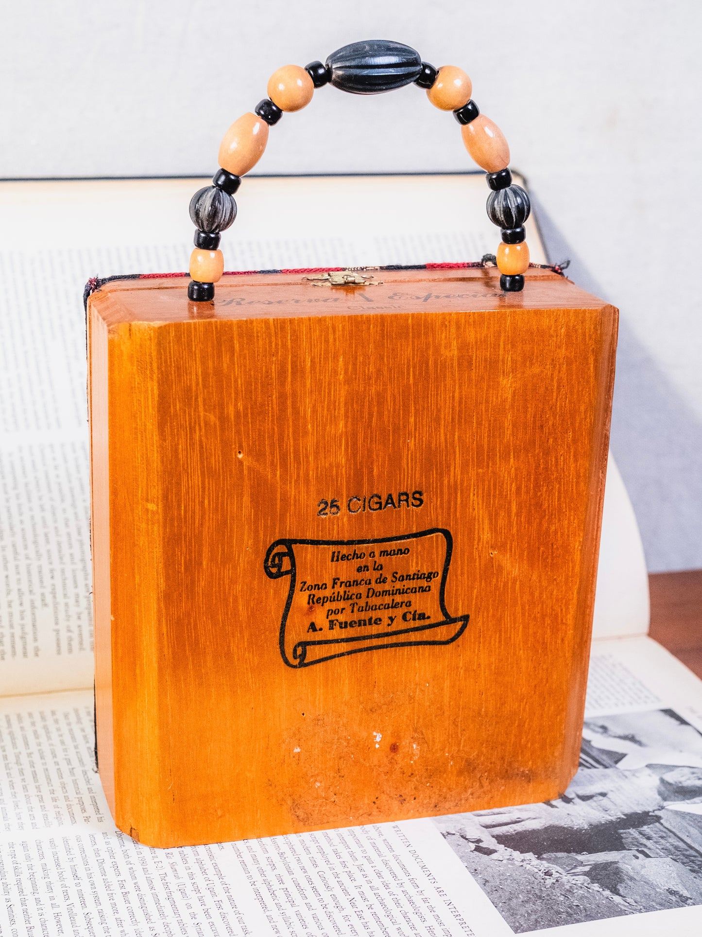 Vintage 1960s Handmade Cigar Box "Gatsby Party" Beaded Top Handle Purse