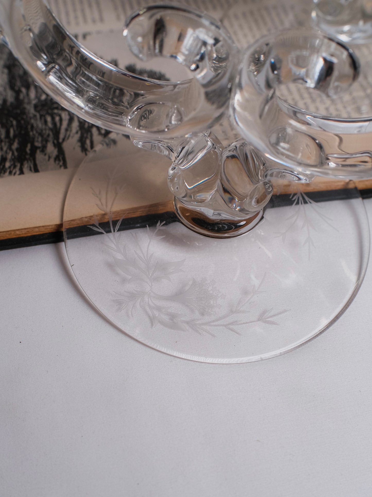 Vintage 1970s Fostoria Glass Candelabra | Set of 2