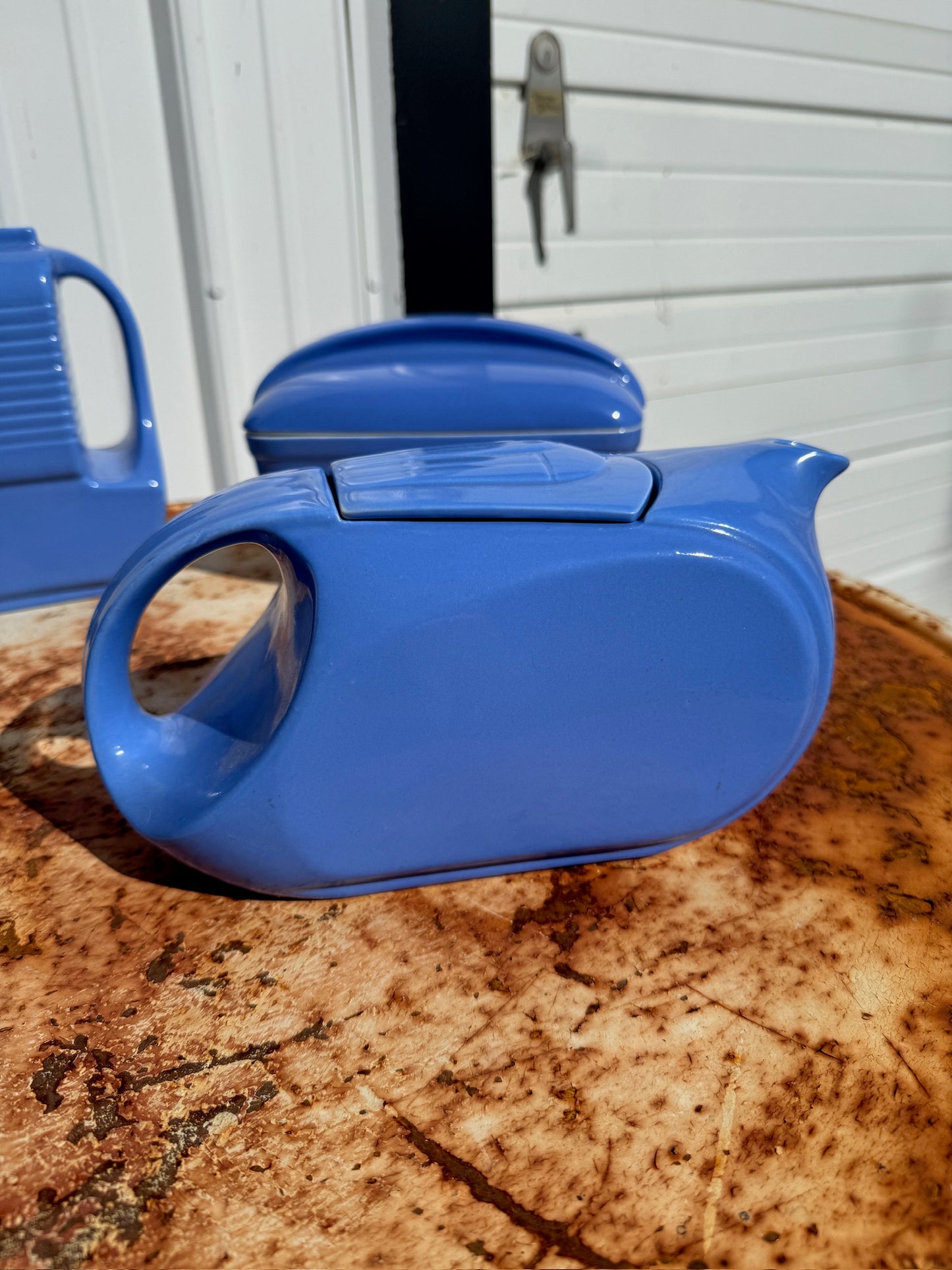 Vintage 1930s Hall China Co. Westinghouse Blue Refrigerator Dish Set