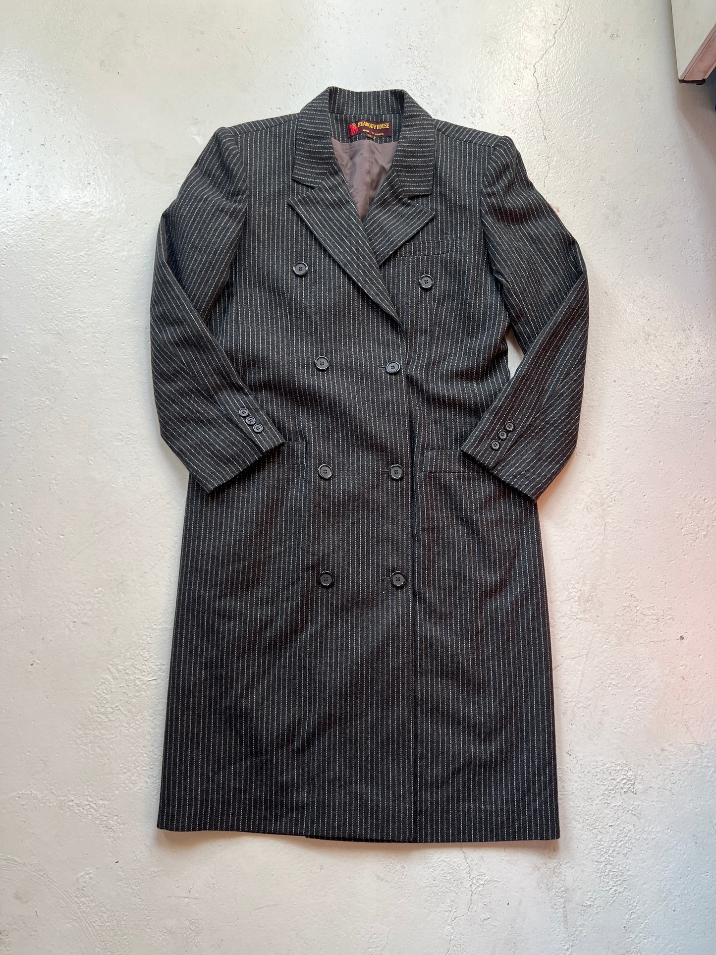 Vintage Peabody House Pinstripe Longline Jacket | Medium