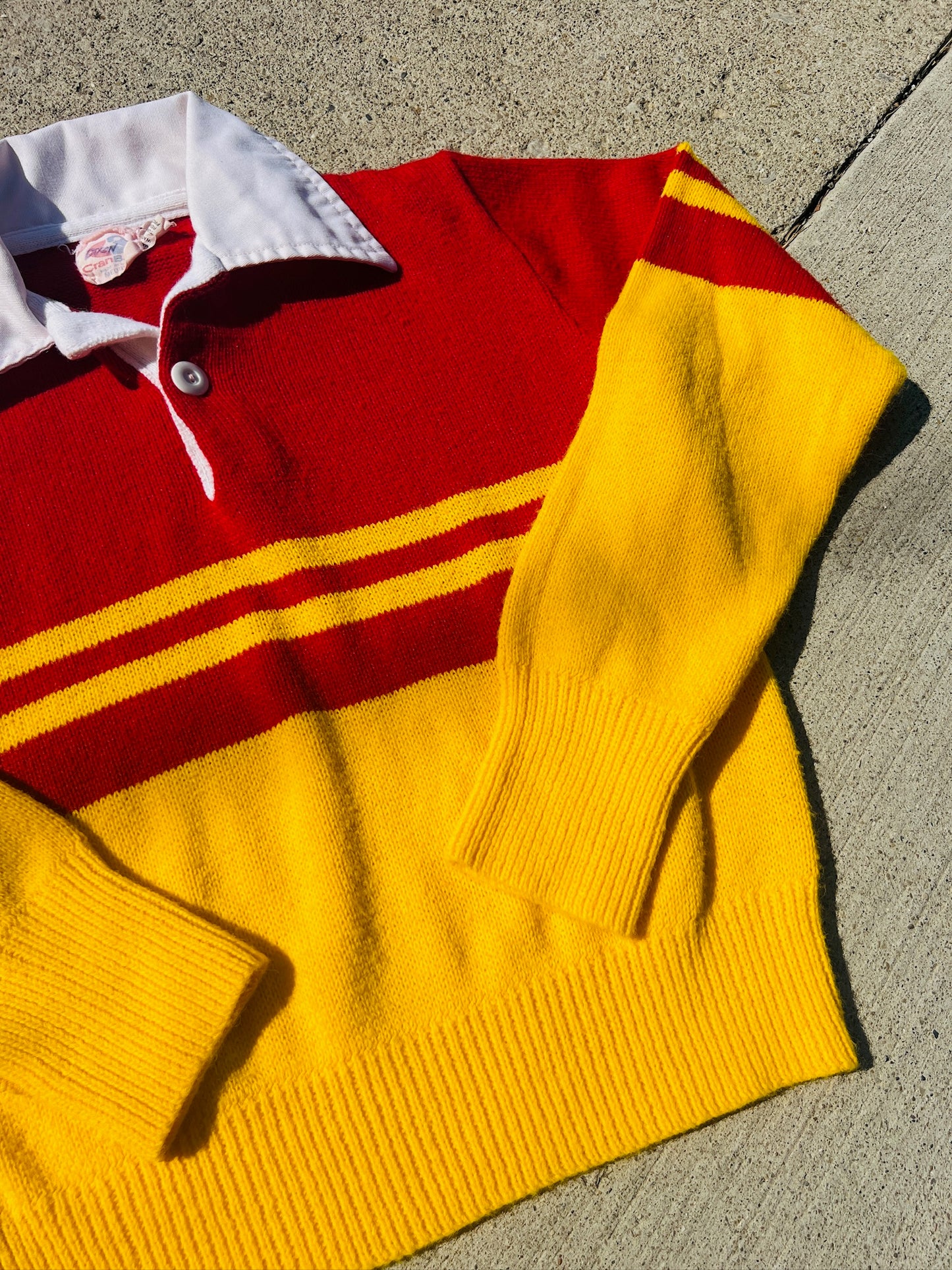 Vintage 1980s CranBarry Red/Yellow Polo Cheer Sweater