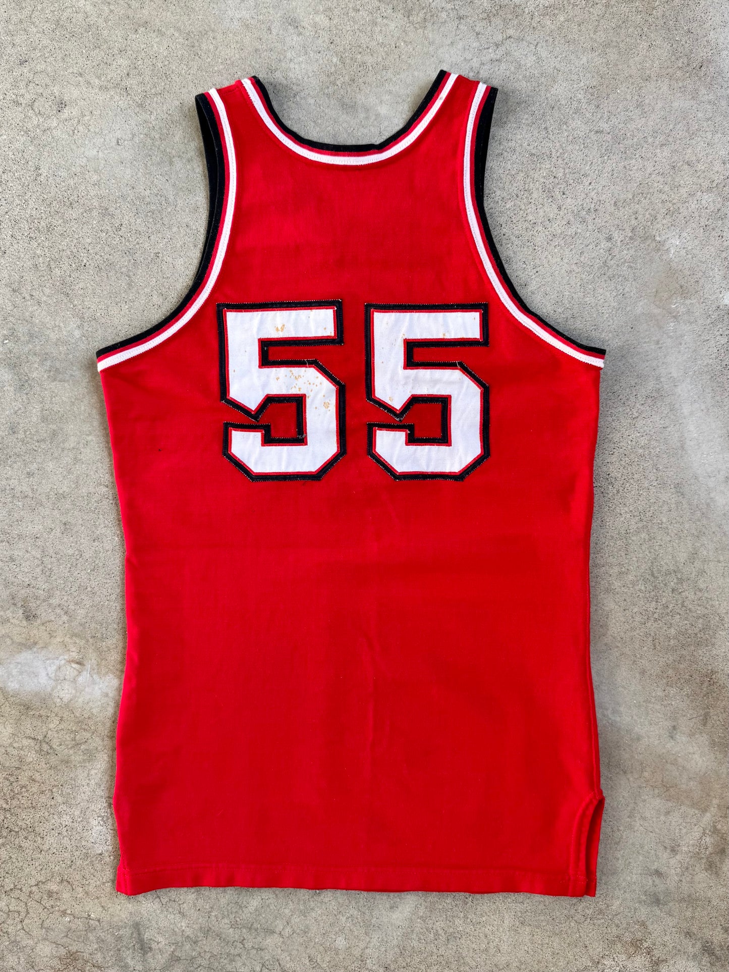 Vintage 1970s Red & Black “Skins” #55 Basketball Jersey | S/M