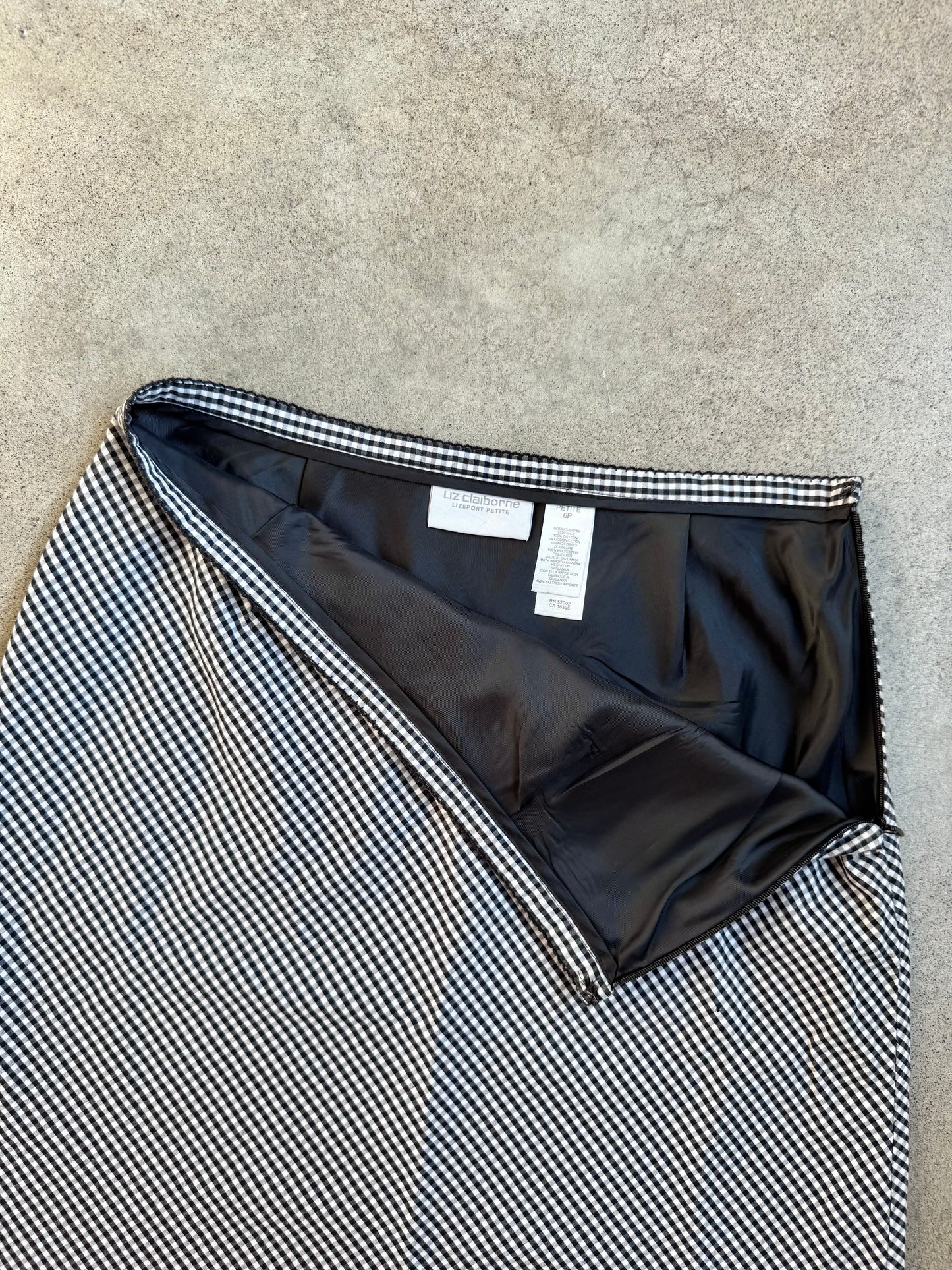 Vintage Liz Claiborne Black & White Plaid A-Line Skirt | Small