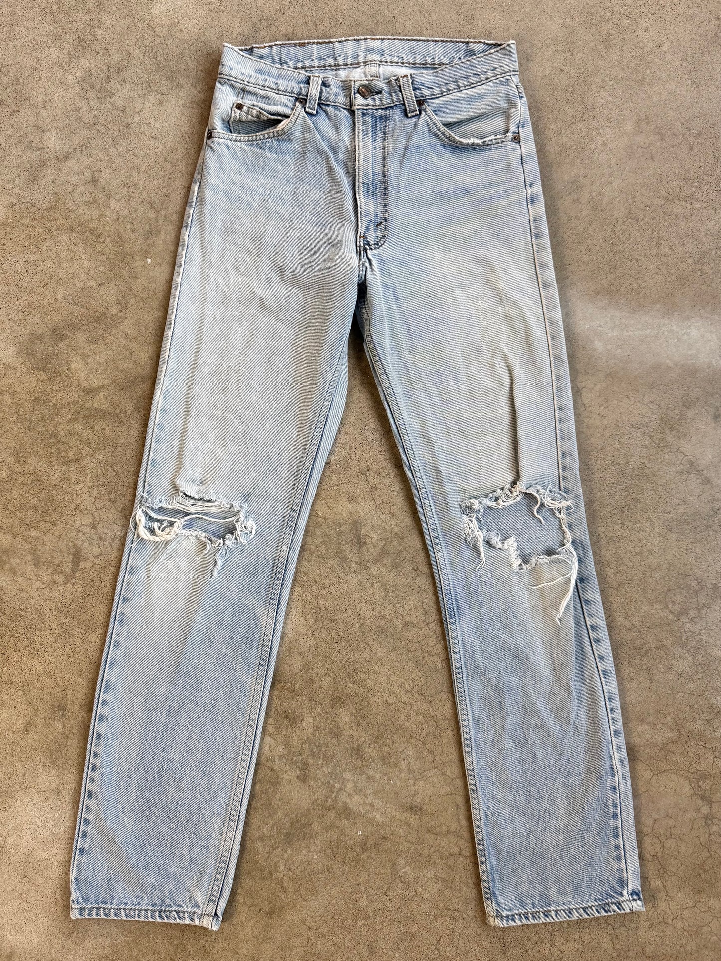 Vintage 1990s Levi's Orange Tab Distressed Light Wash Jeans | 31x32