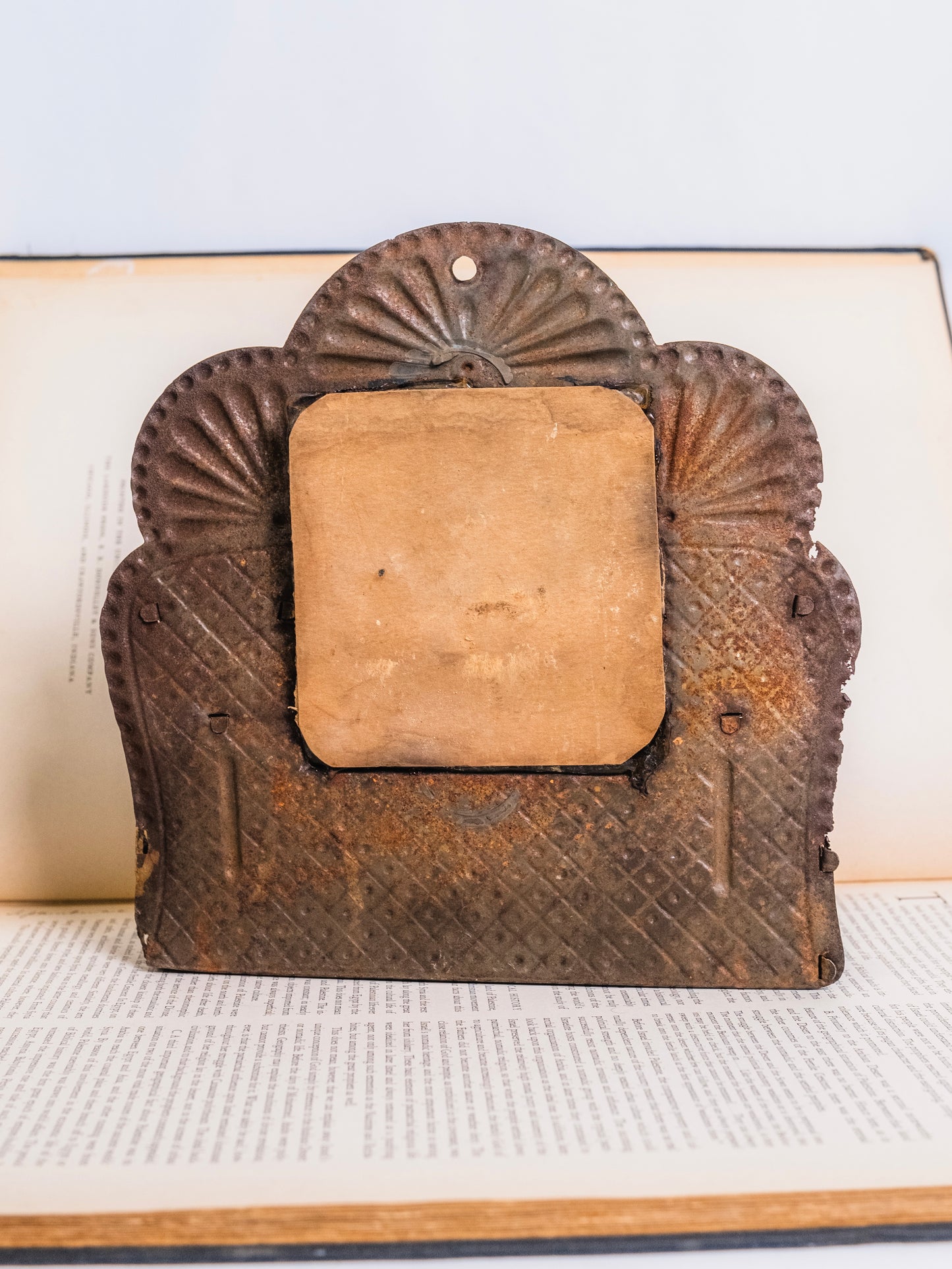 Antique 1800s Metal "Comb & Brush" Men’s Shaving Mirror