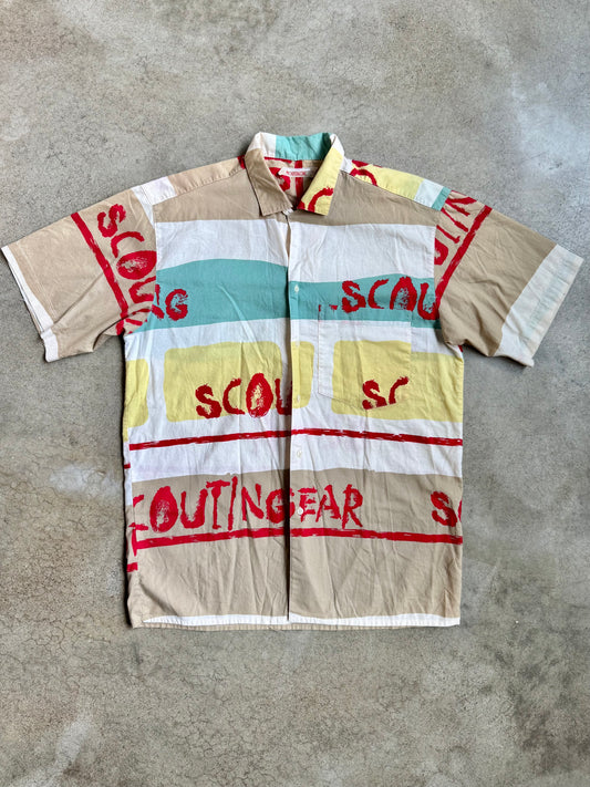 Vintage 1980s Moustache Multi-Color Graphic Printed Short Sleeve Shirt | Small