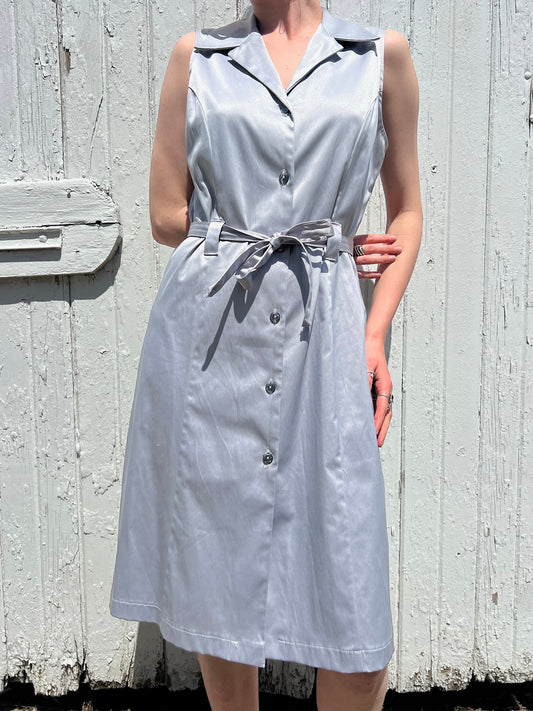 Vintage 1990s Monte Sleeveless Tie Waist Shirt Dress | Medium