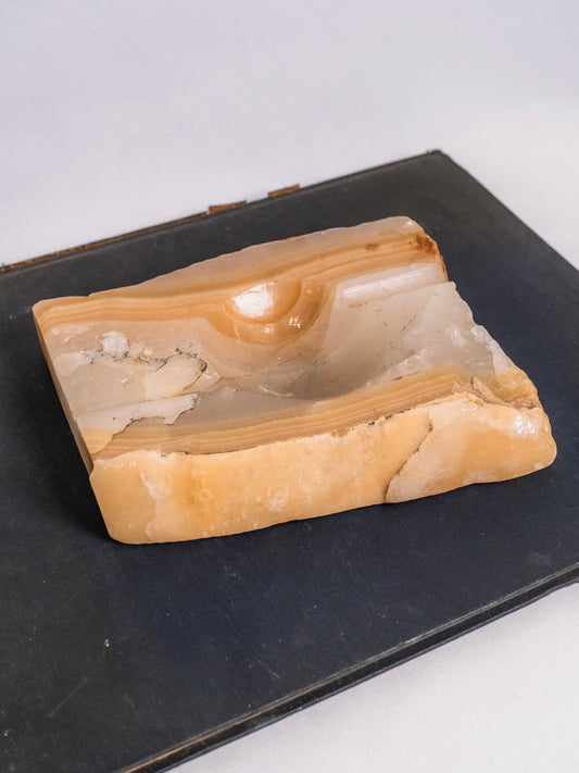 Vintage 1950s Carved Onyx Ashtray