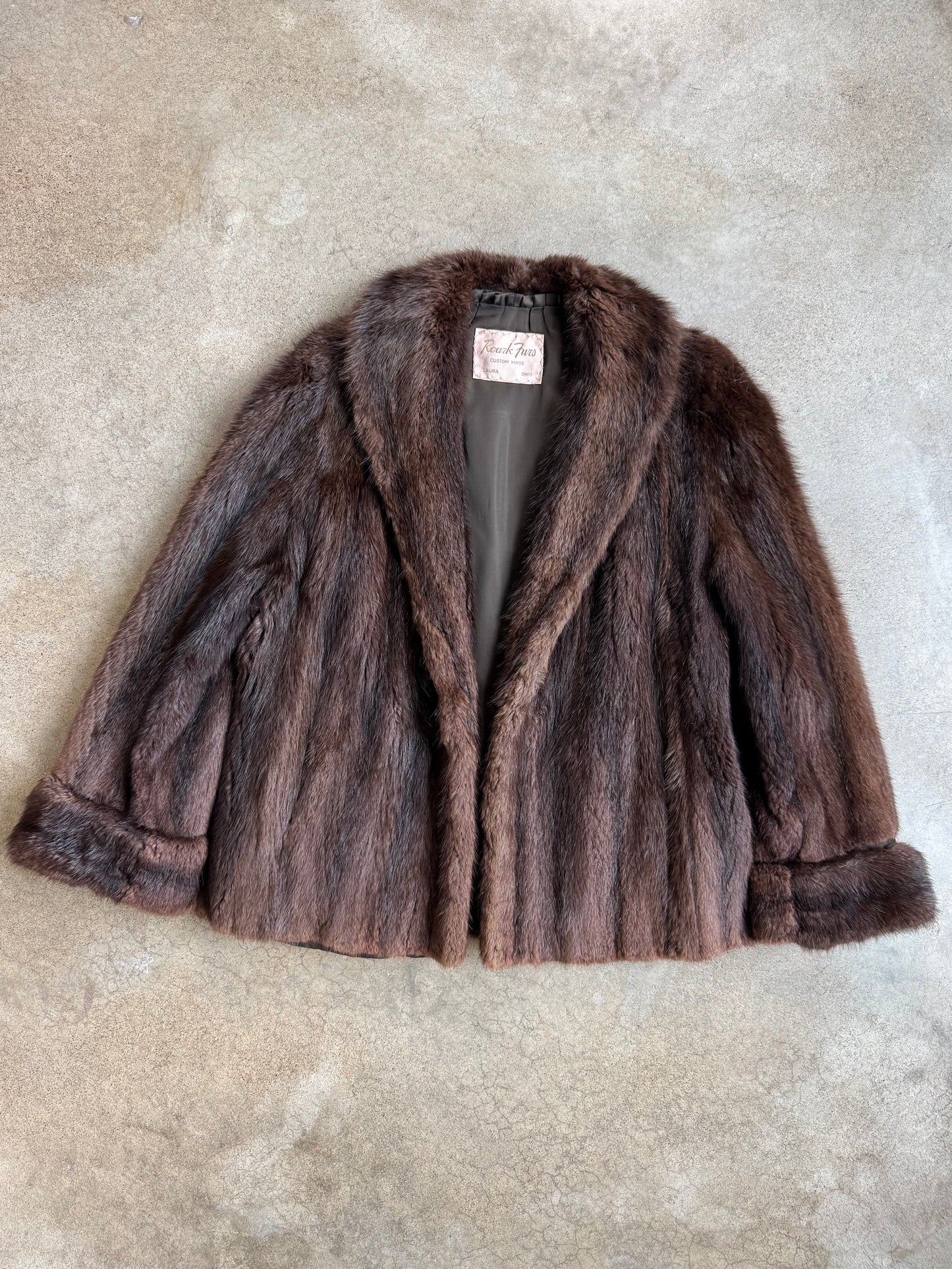 Vintage 1940s Roark Furs Brown Mink Fur Short Coat | Medium