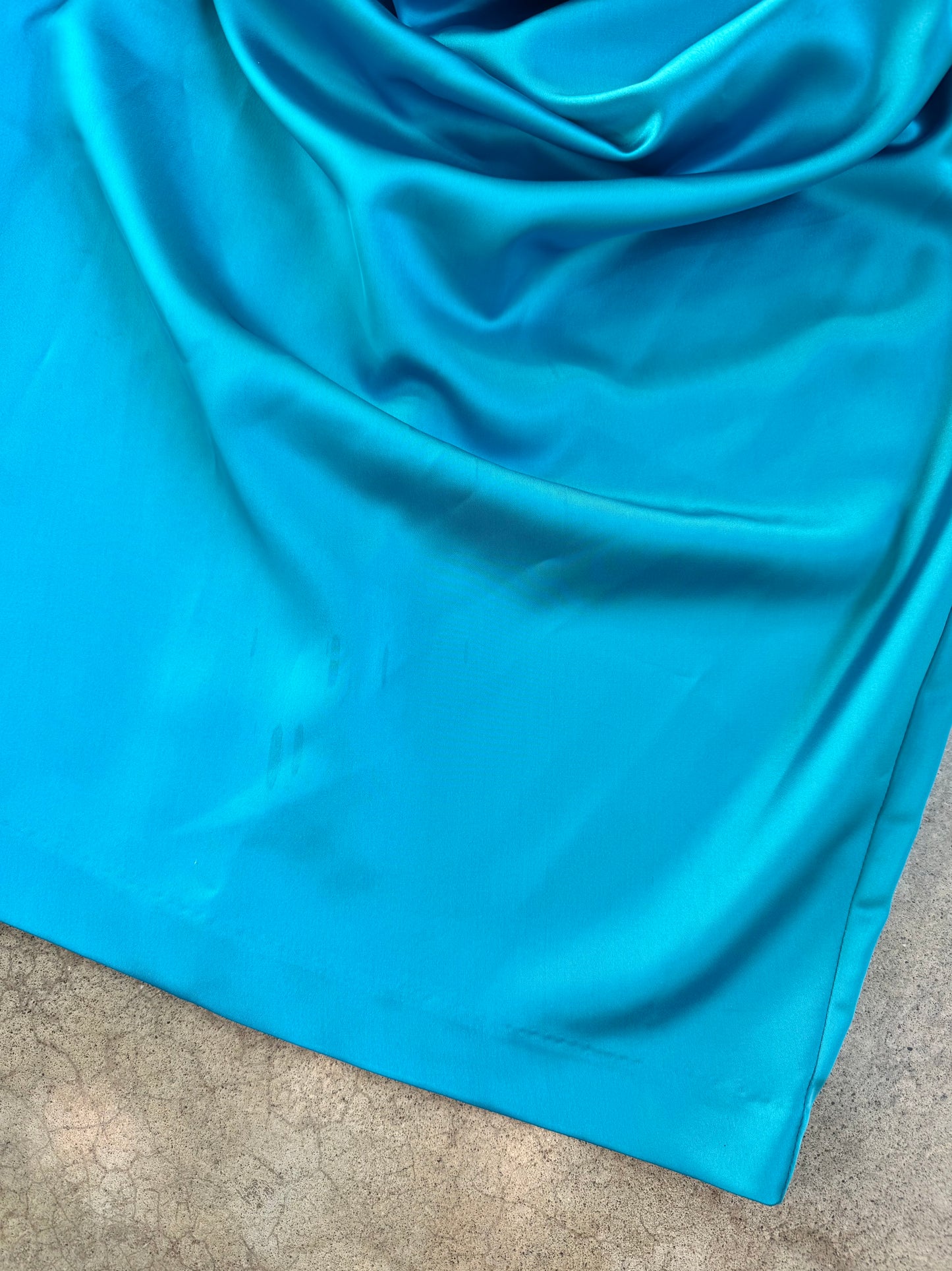 2000s David's Bridal Blue Satin Ruched Formal Mini Dress | Medium