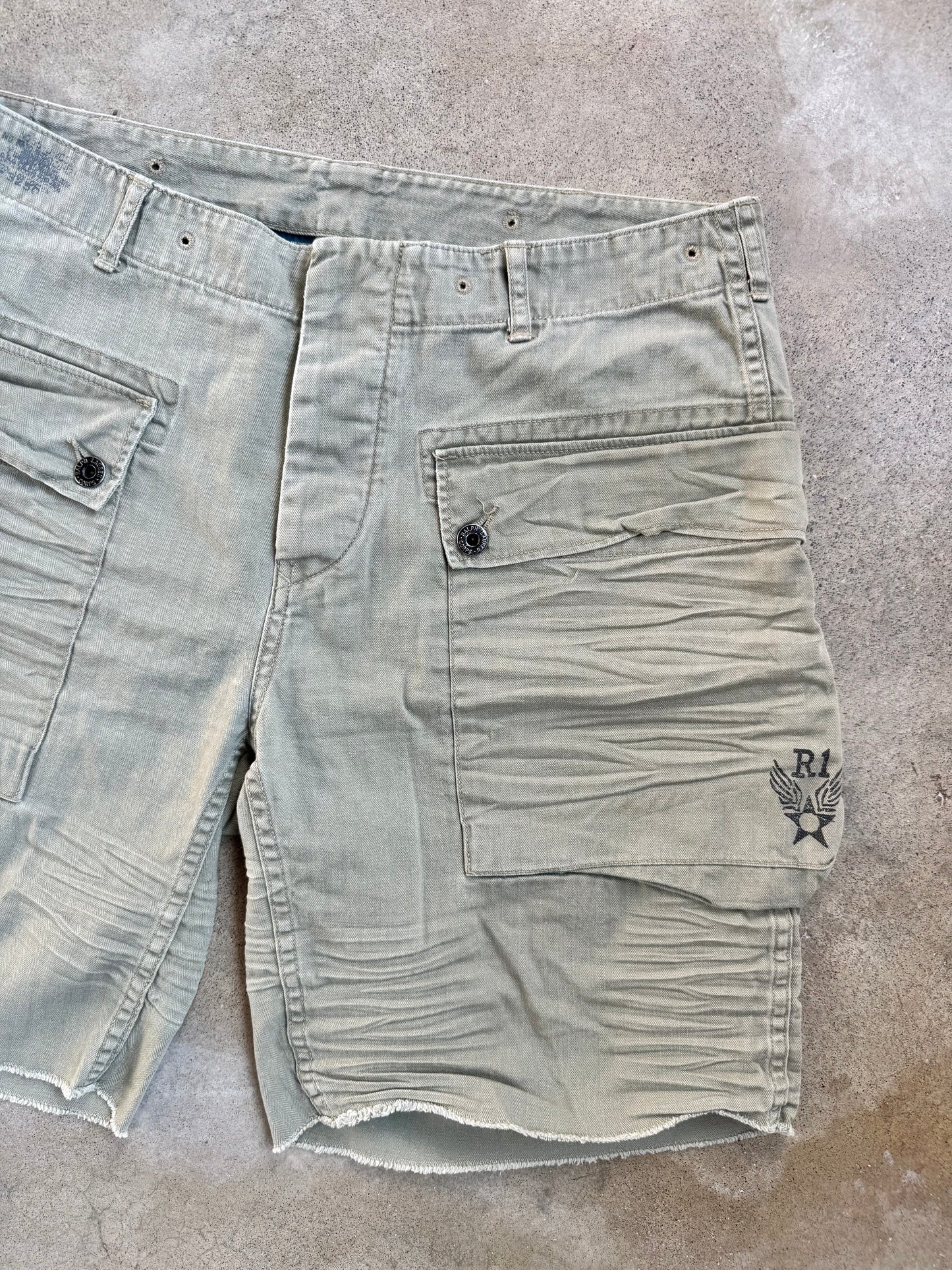 Vintage 1990s Polo Ralph Lauren Green Surplus Fit Cargo Shorts | 33
