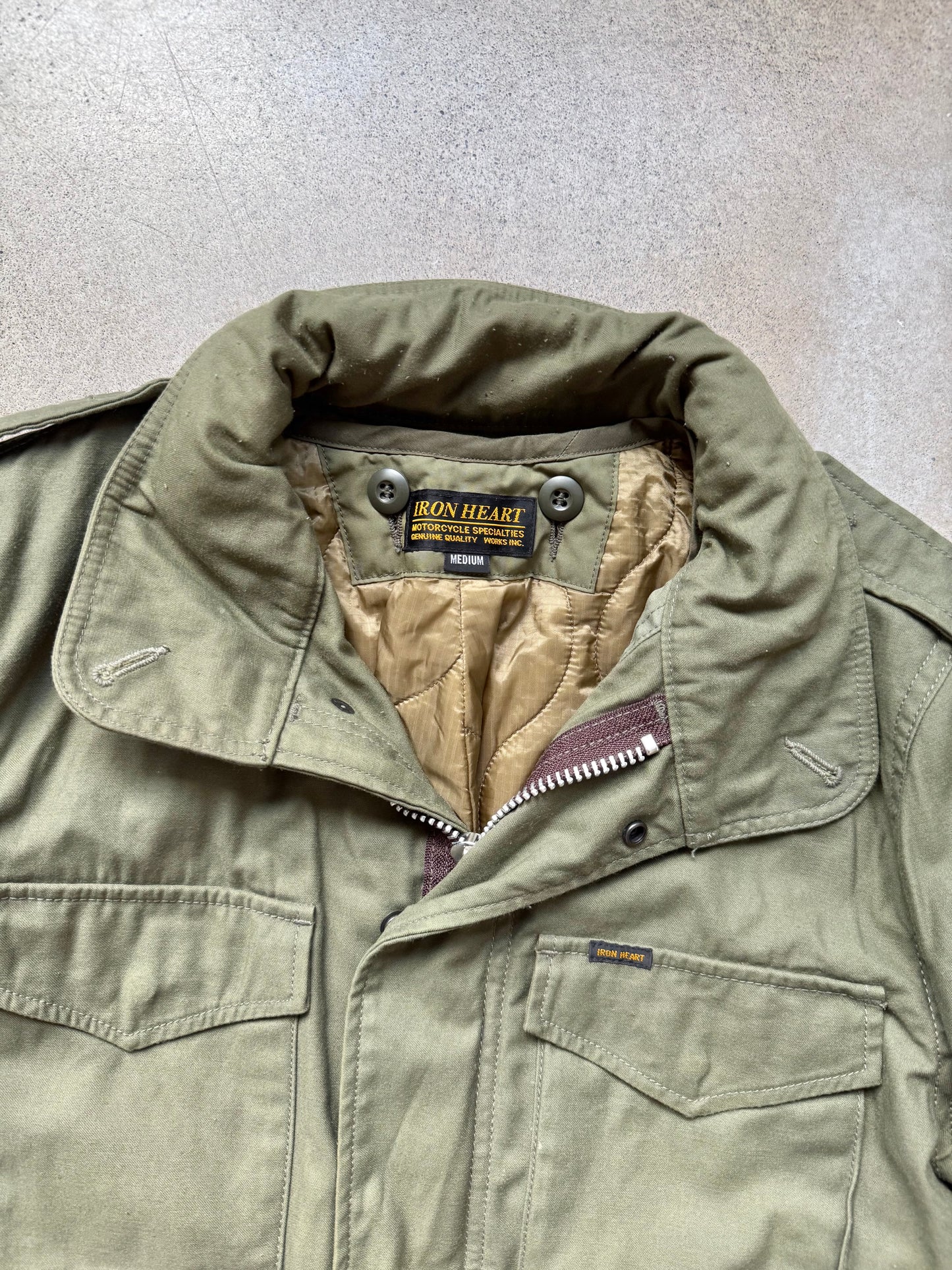 Iron Heart Military-Style Cotton Sateen M-65 Field Jacket w/ Quilted Liner | Medium