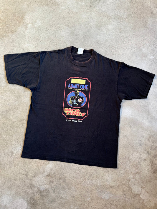 Vintage 1990s Dick Tracy "Admit One" Movie Premiere Graphic Tee | XL