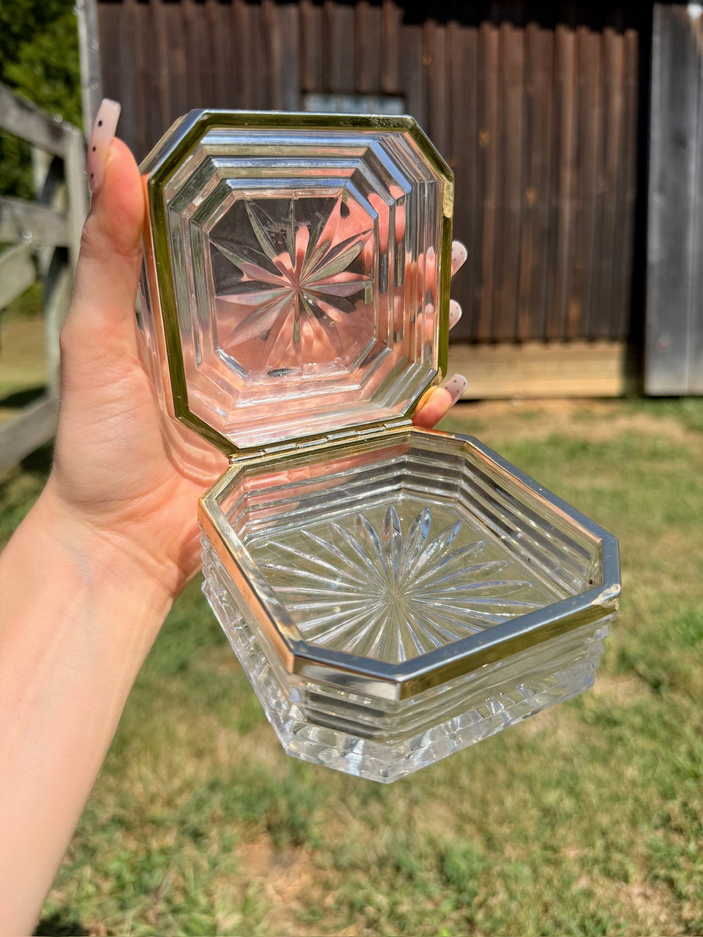 Vintage 1970s Crystal Vanity Trinket Box