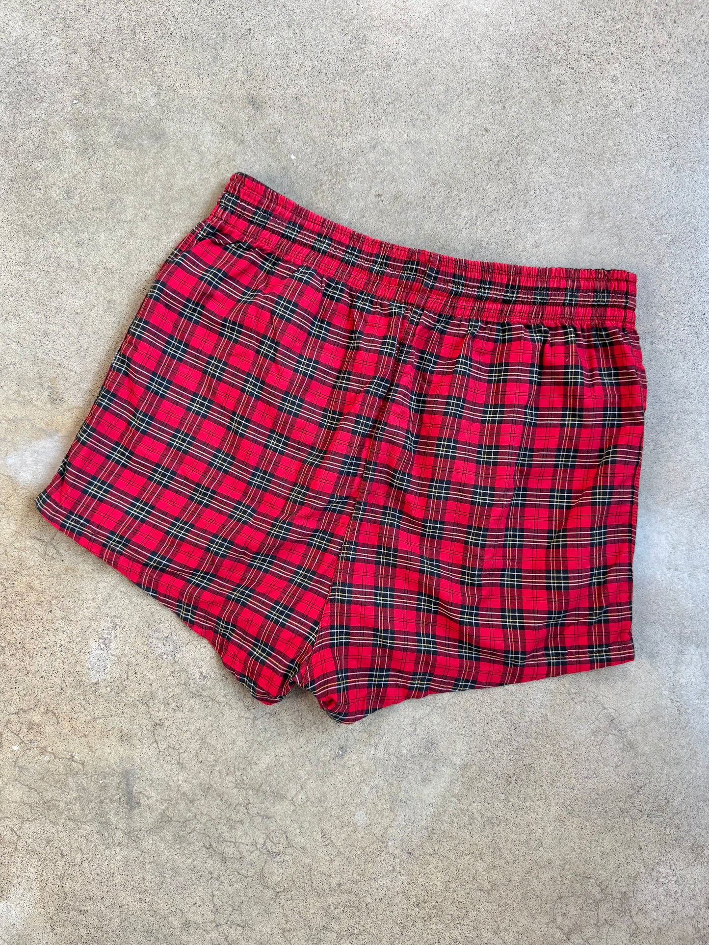 Vintage 1960s Janzten Red Plaid Swim Shorts | Medium