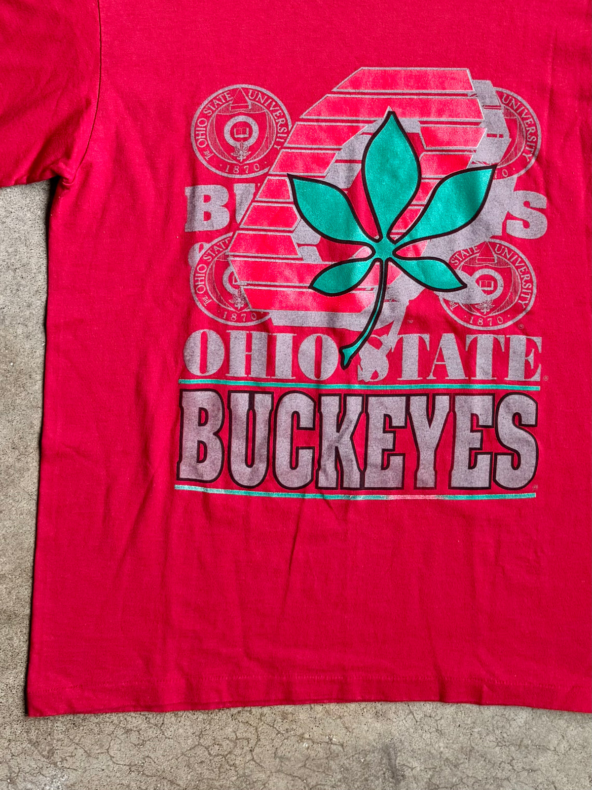 Vintage 1990s Crystal Mills Red Ohio State Red Graphic Tee | Medium