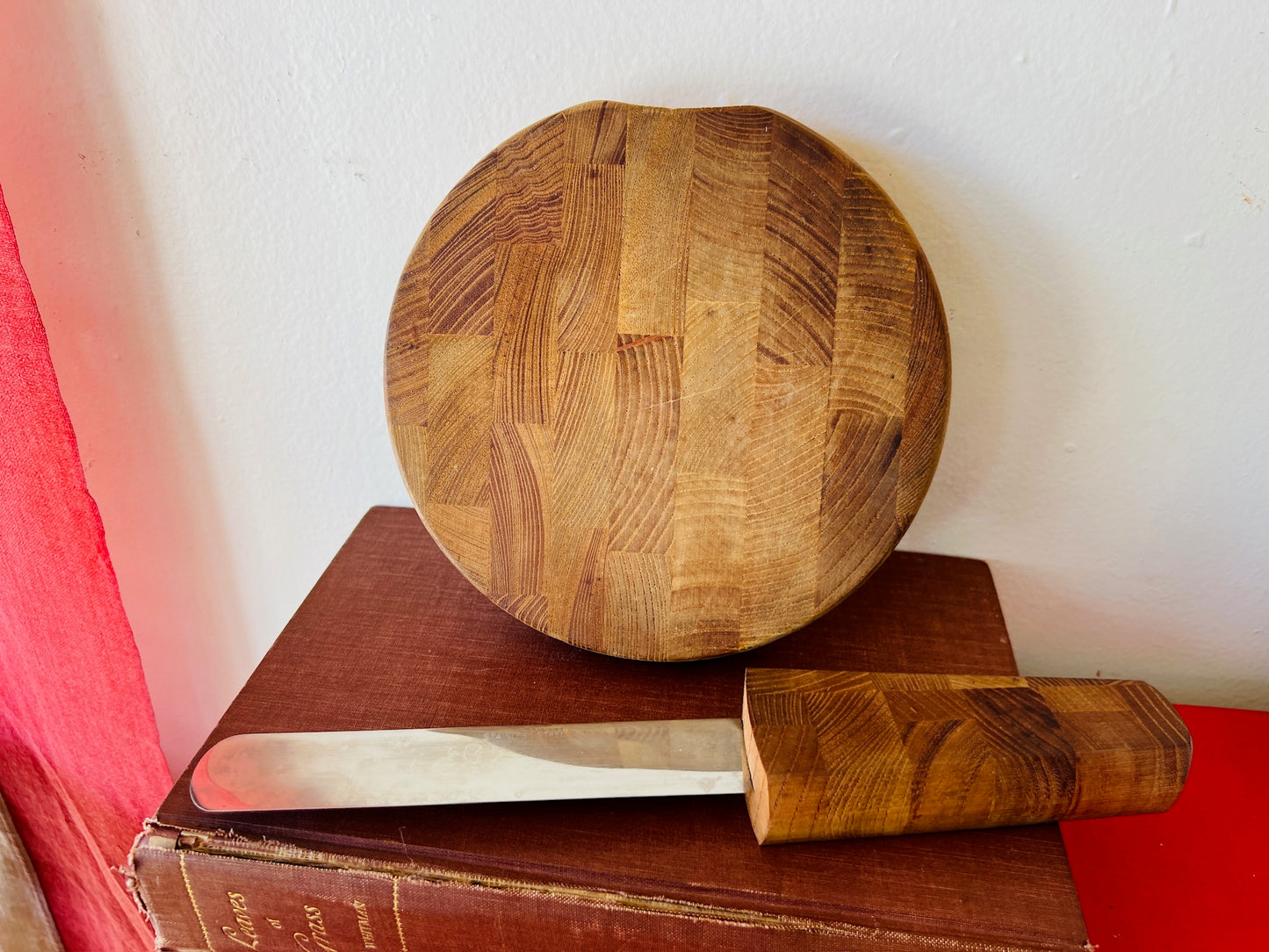 Vintage 1950s/60s Dansk Wooden Cheese Board & Knife Set