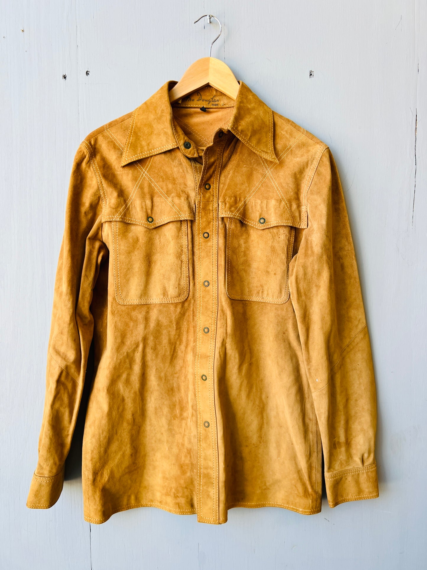 Vintage 1970’s MacDouglas Paris Suede Leather Button Down Shirt