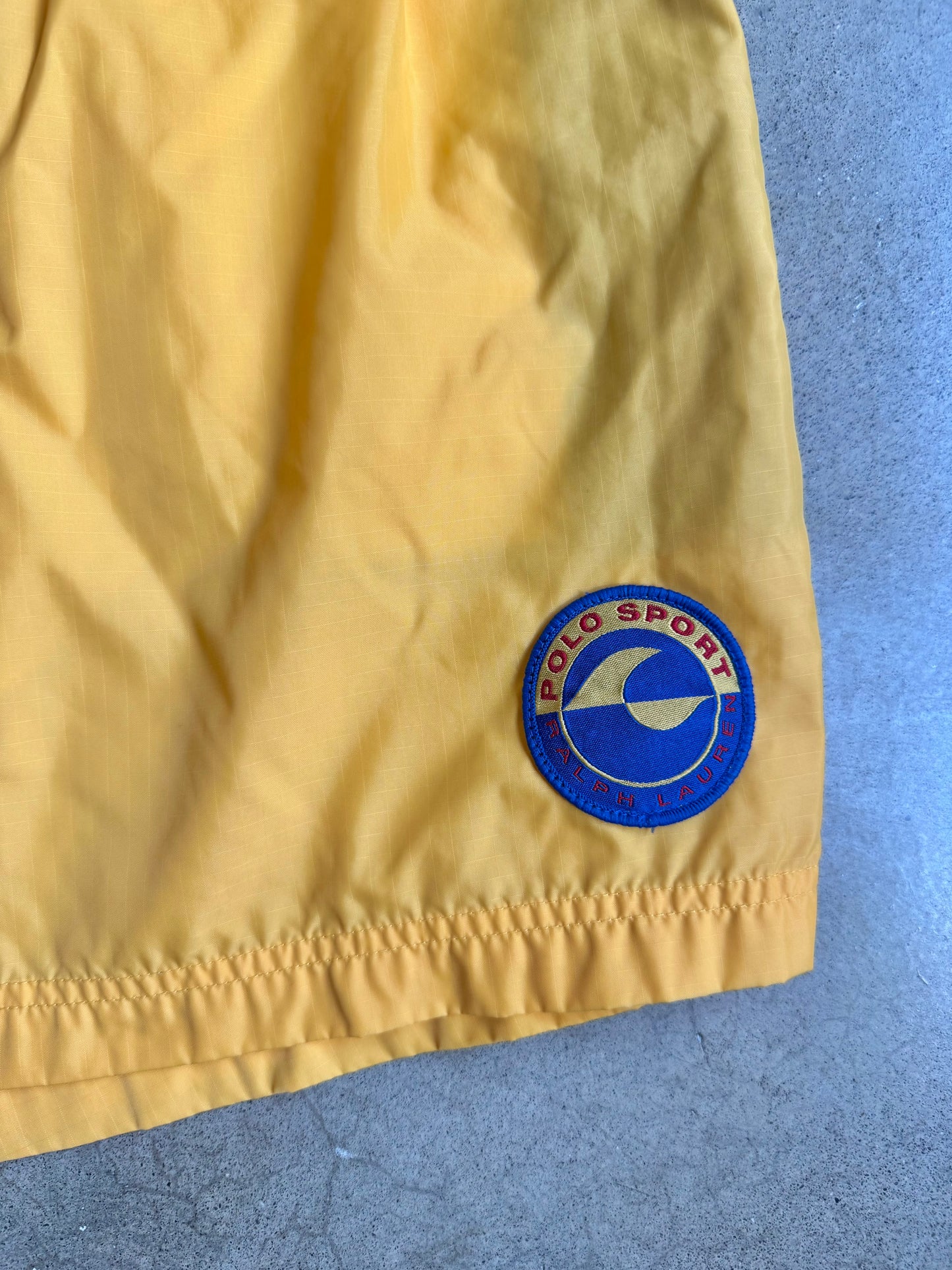 Vintage 2000s Polo Sport Yellow Nylon Swim Shorts | XL