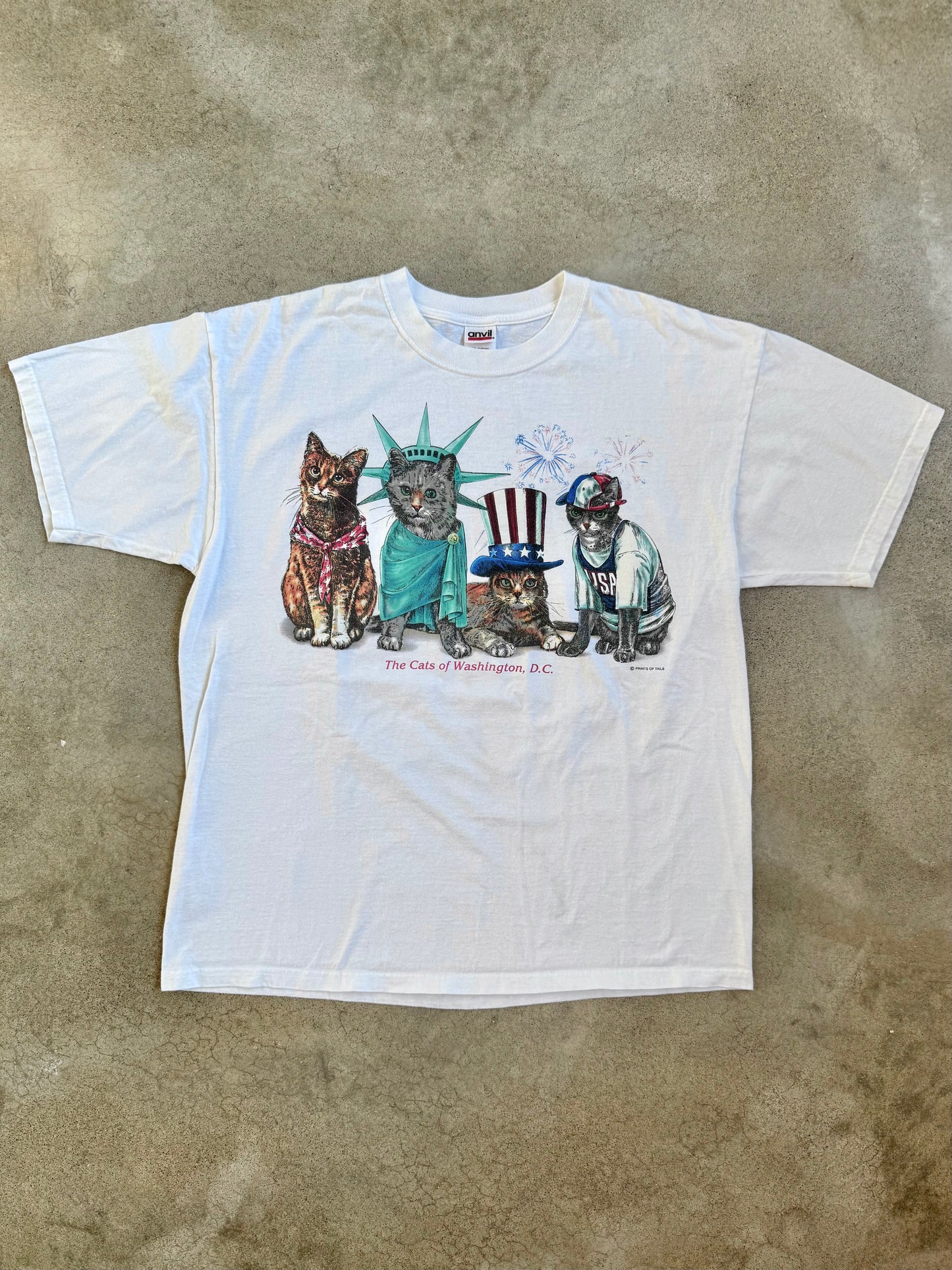 Vintage 1990s Prints of Tails "Cats of Washington D.C." Graphic Tee | XL
