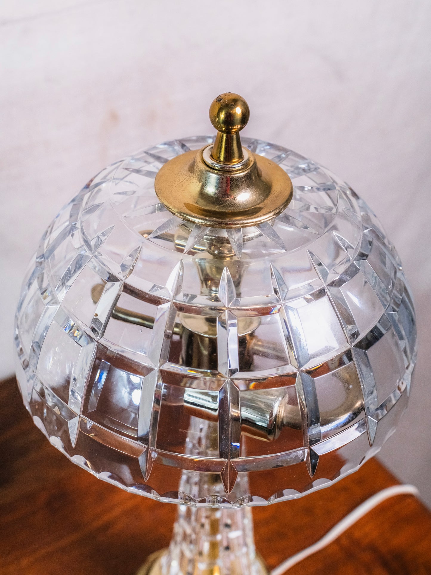 Vintage Crystal Cut Mushroom Dome Table Lamps | Set of 2
