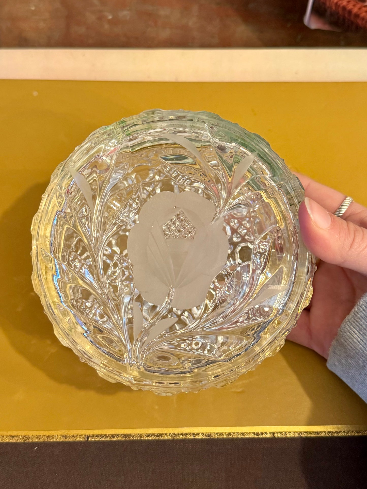 Vintage Baccarat Lead Crystal Circular Trinket Box