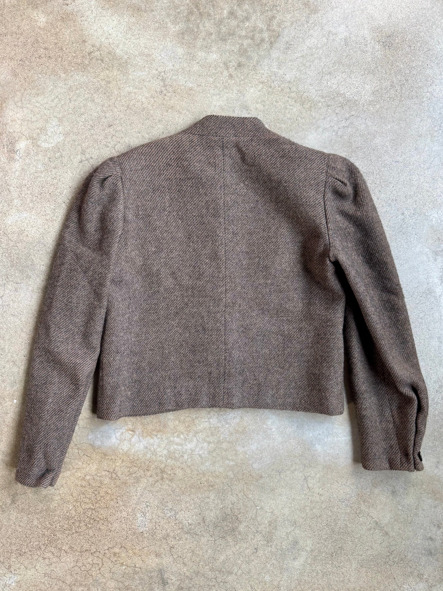 Vintage 1980s Danielli Brown Wool Tweed Two-Piece Skirt Suit | Small