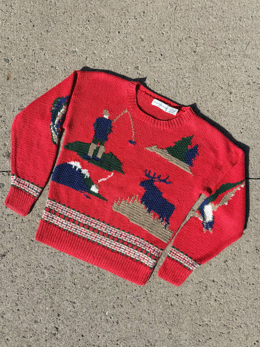 Vintage 1980s/90s Robert Scott Outdoors Novelty Knit Sweater