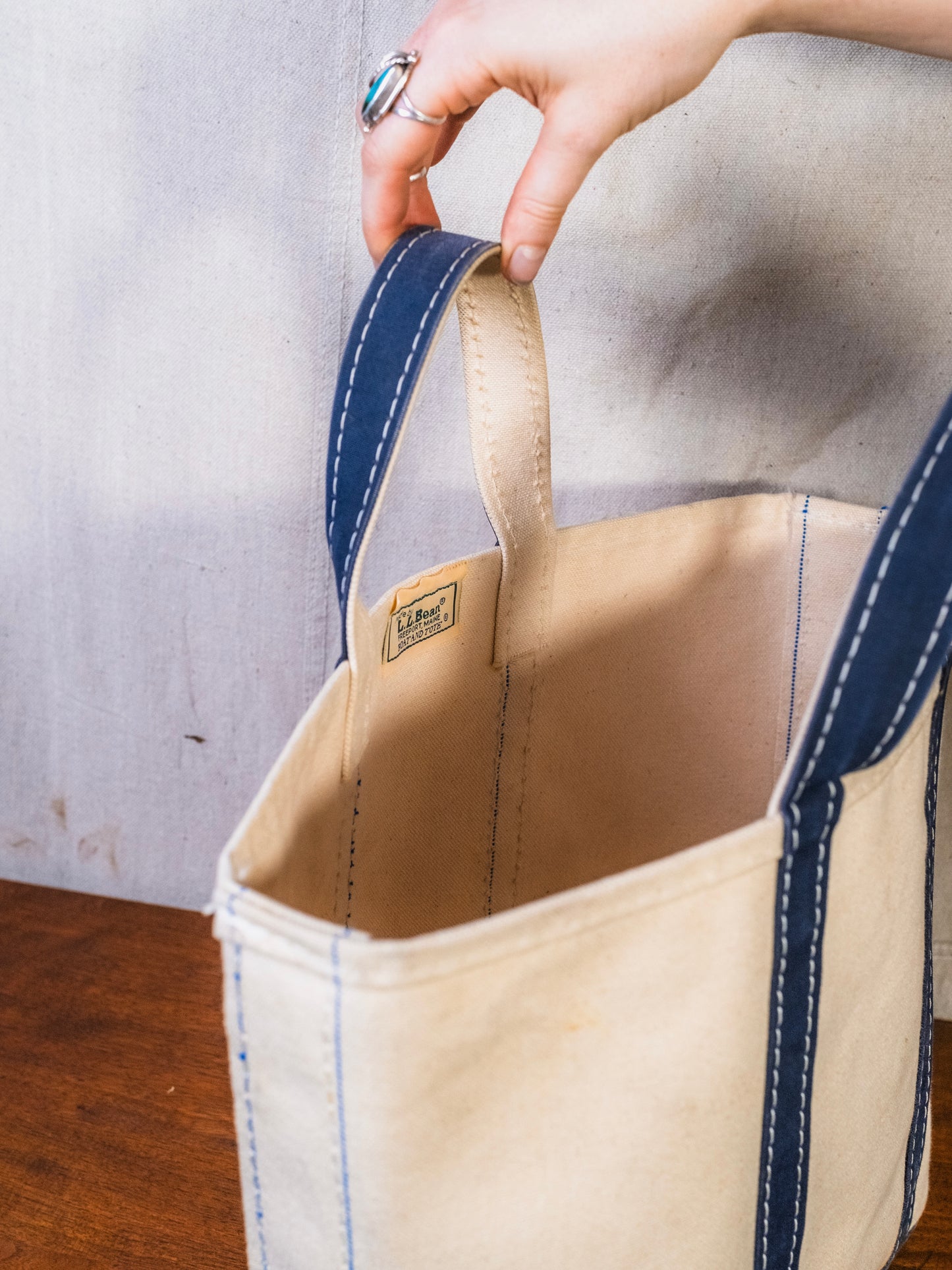 Vintage 1970’s/80’s L.L. Bean Navy Trim Canvas Boat & Tote Bag