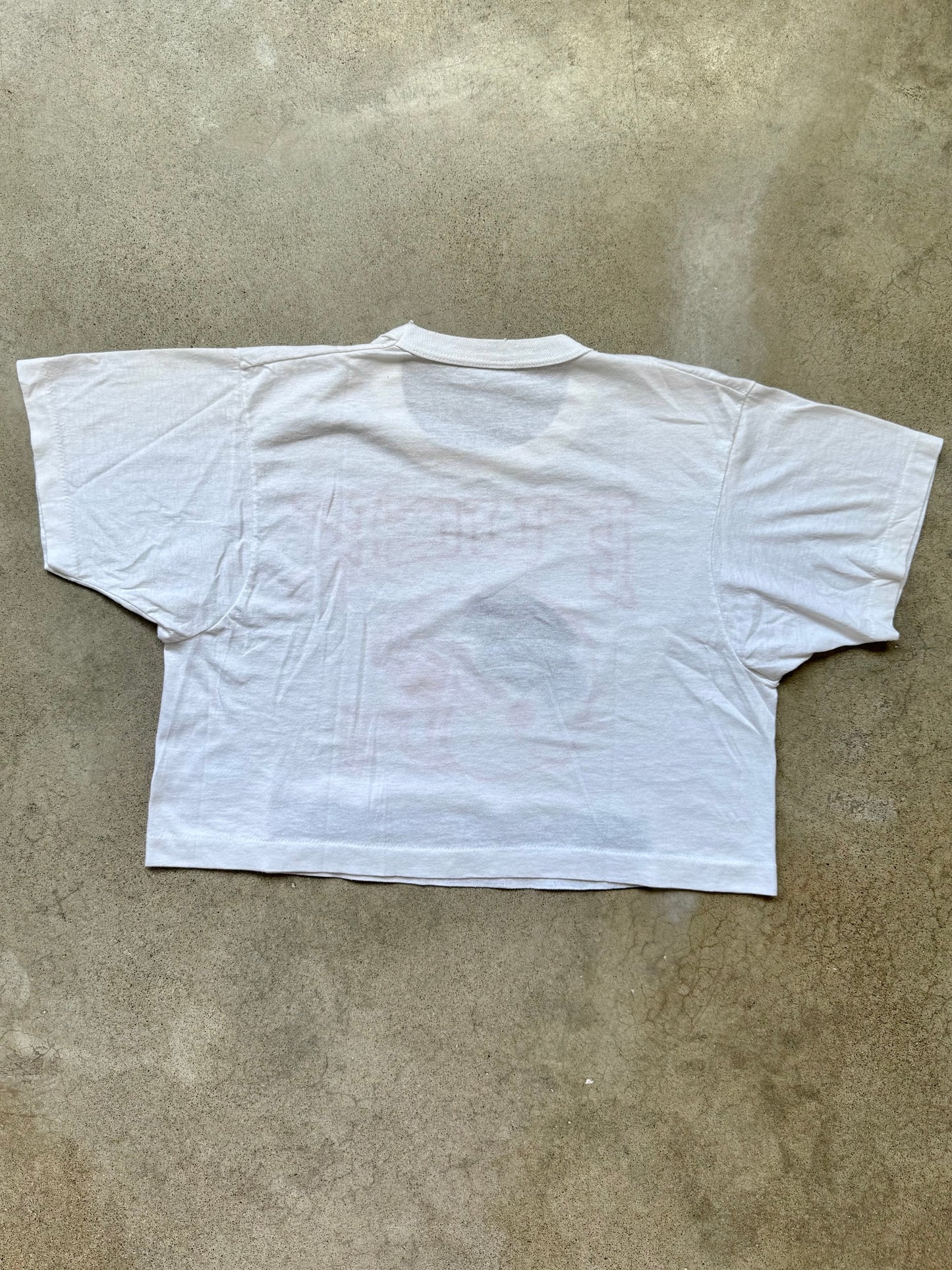 Vintage 1980s White Cropped “F*** Houston” Football Graphic Tee | Large