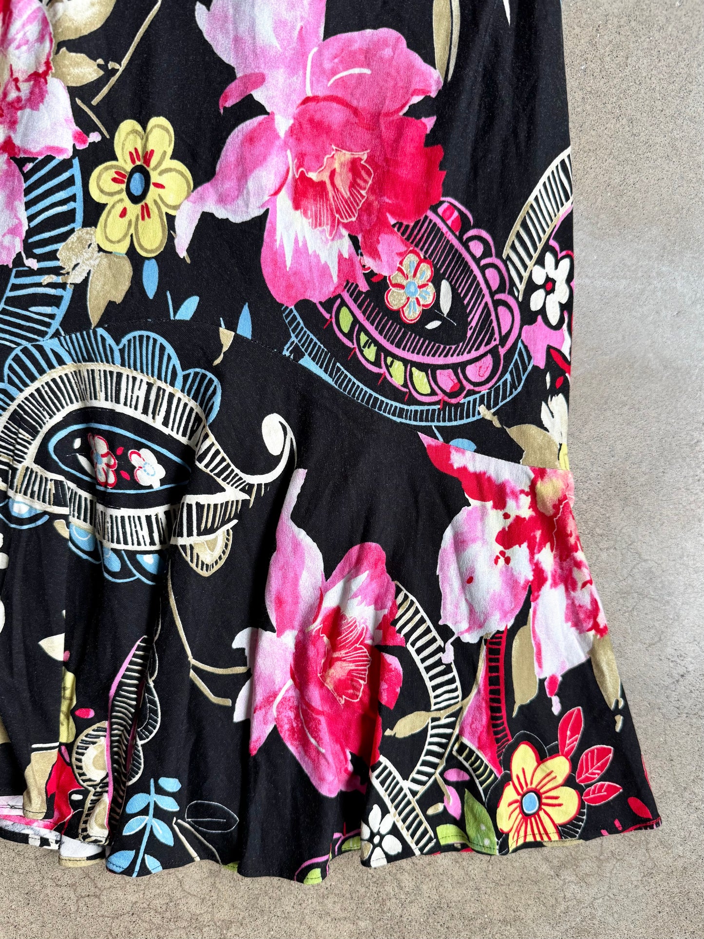 Vintage 1990s Cache Floral Print Strapless Dress | S/M