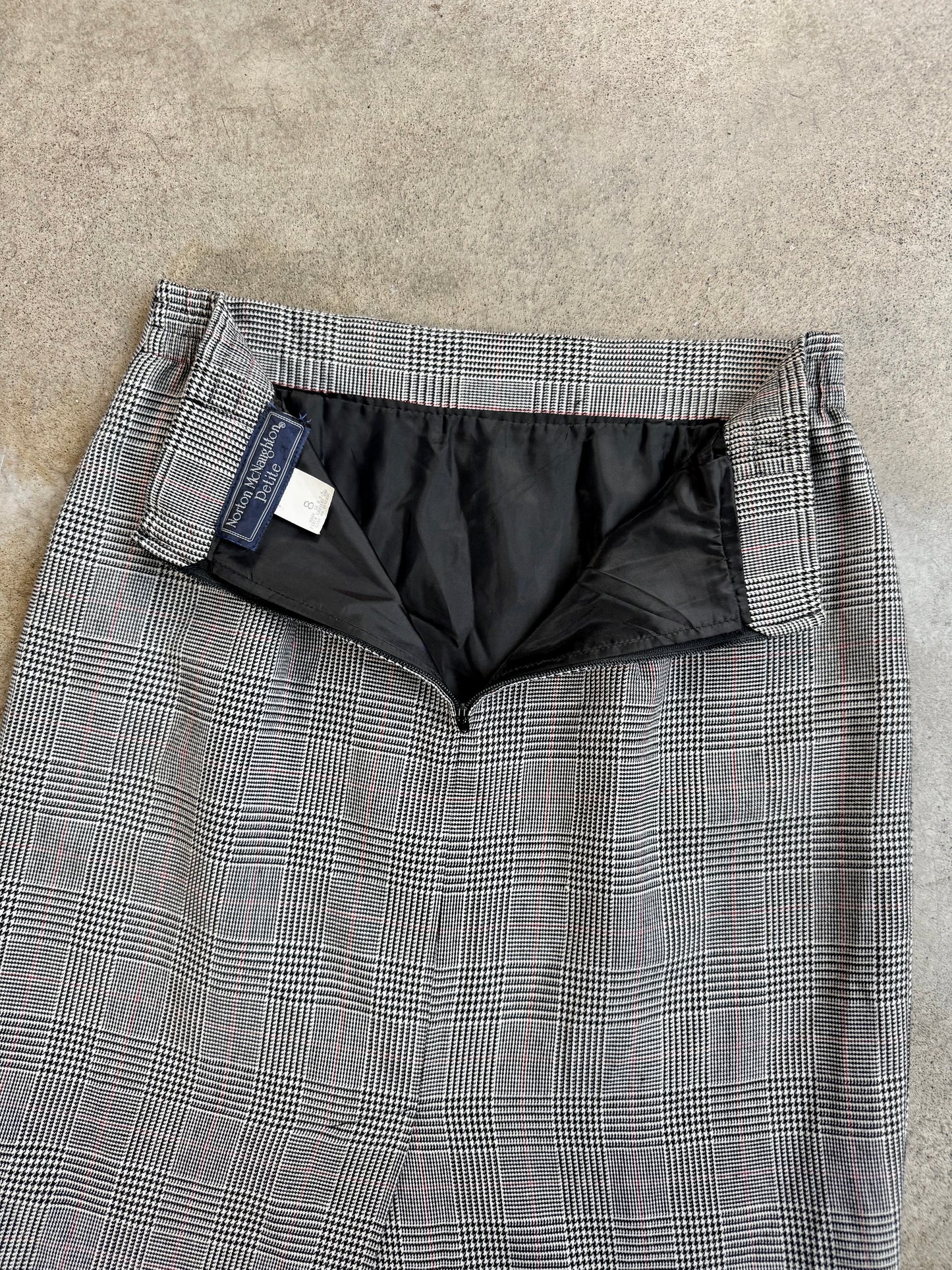 Vintage 1980s Norton McNaughton Houndstooth Pencil Skirt | Waist 28”