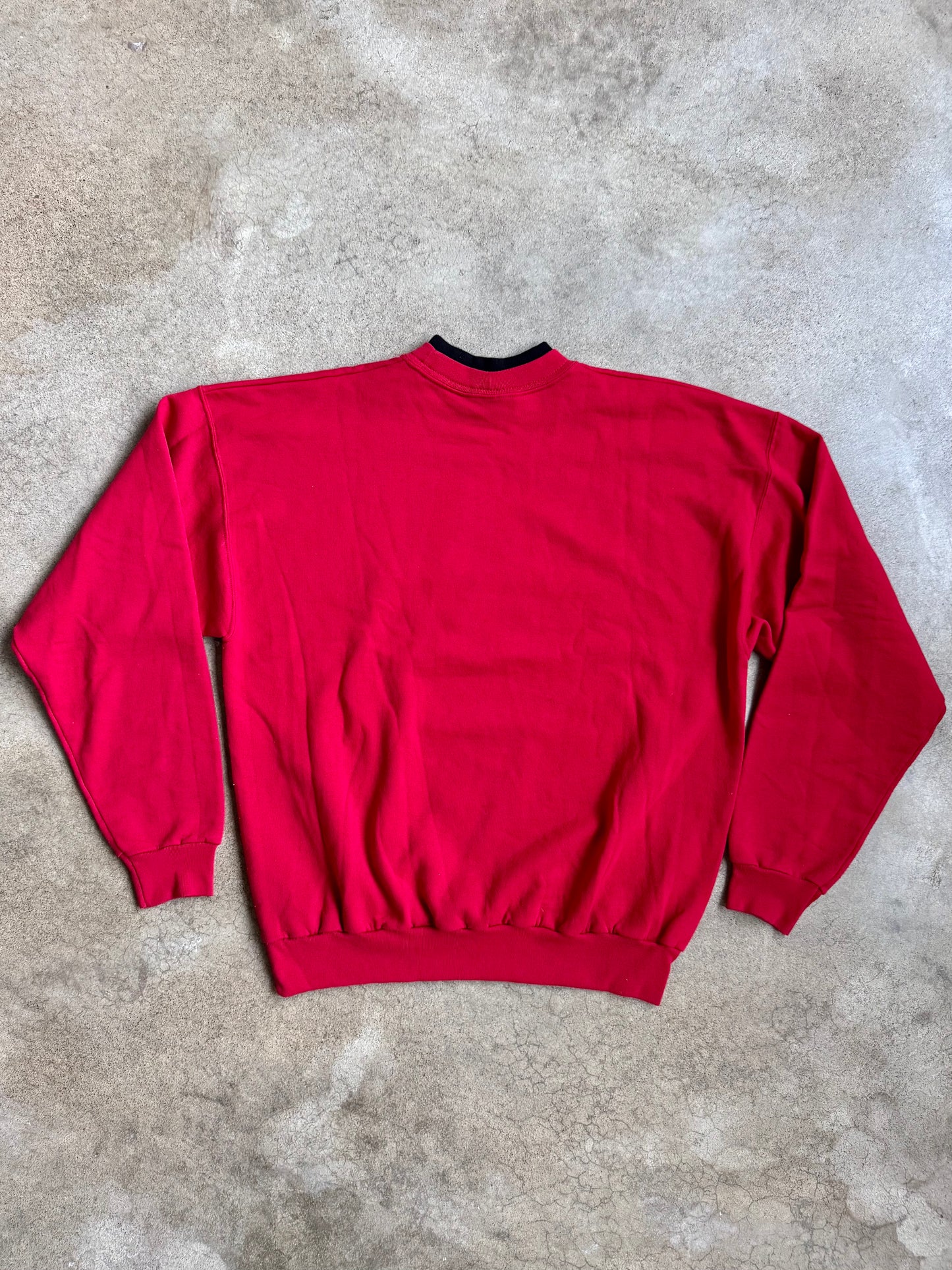 Vintage 1980s Top Stitch Black Cat Red Crewneck Sweatshirt | XL
