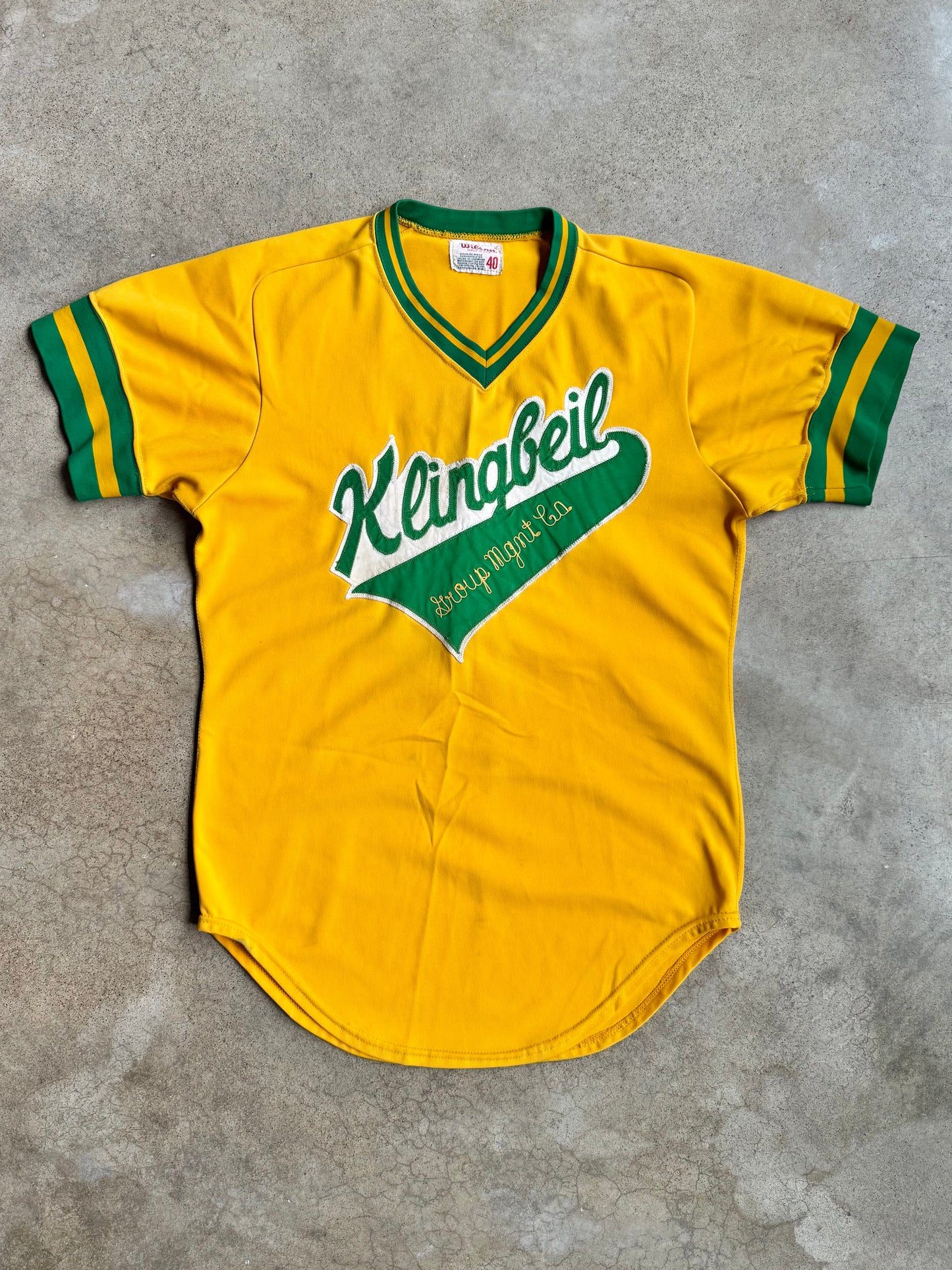 Vintage 1980s Wilson Klingbeil Management #7 Baseball Jersey | M/L