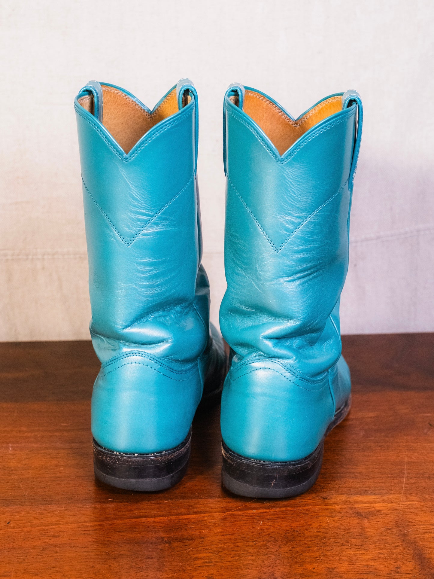 Vintage Justin Turquoise Leather Western Roper Boots | Women’s 7.5