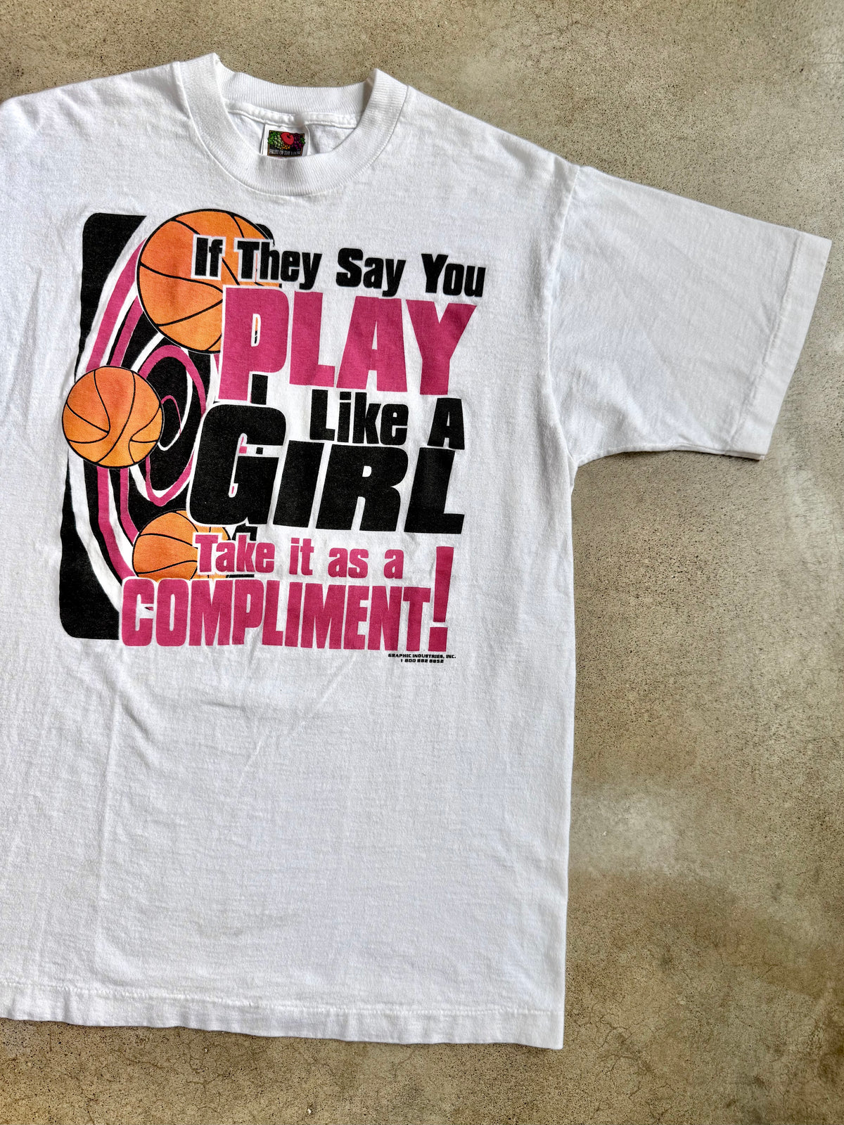 Vintage 1990s "Play Like a Girl" Graphic Tee | Medium
