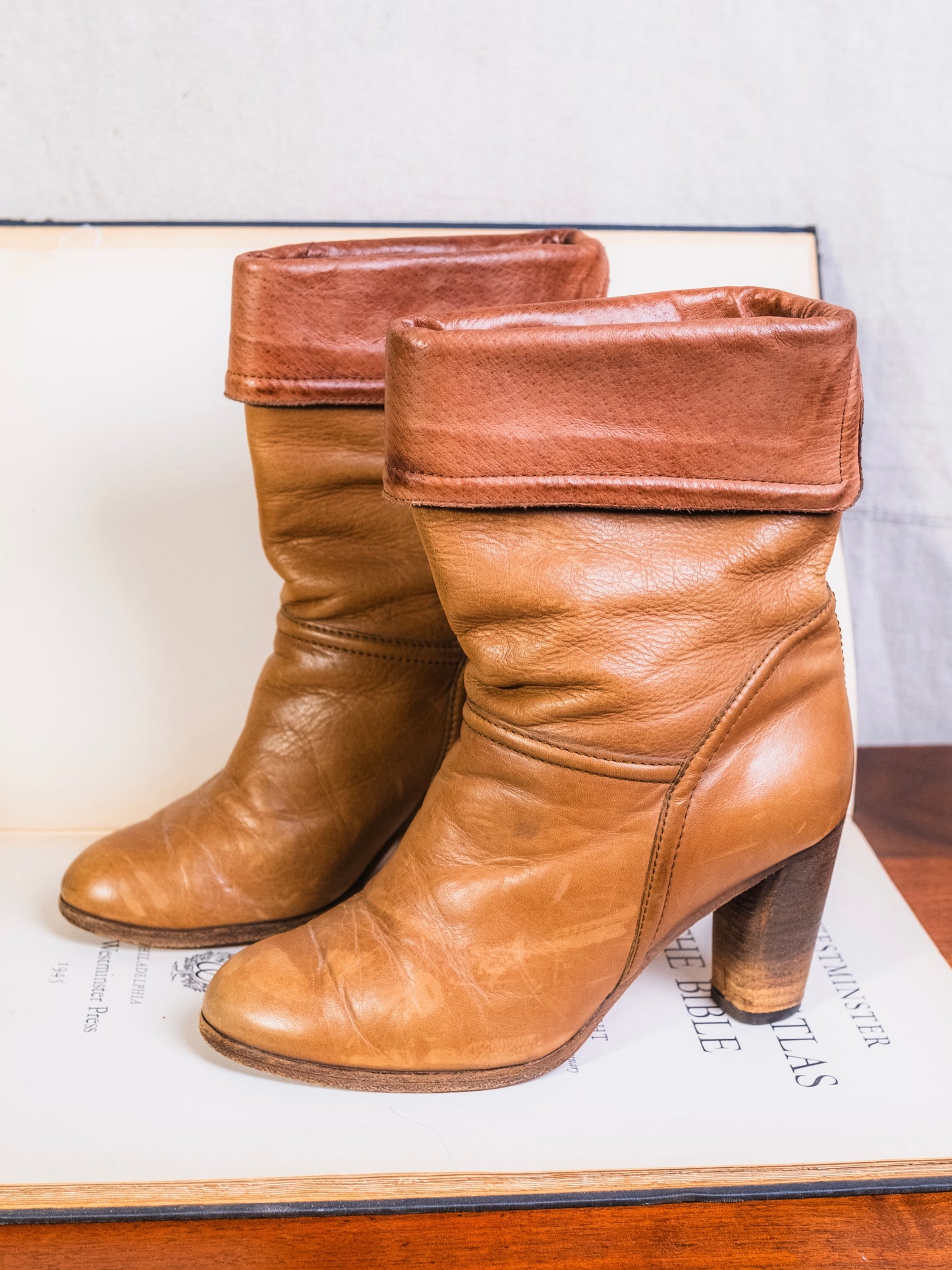 Vintage 1990s Comptoir Des Cotonniers Brown Leather Heeled Boots | 38