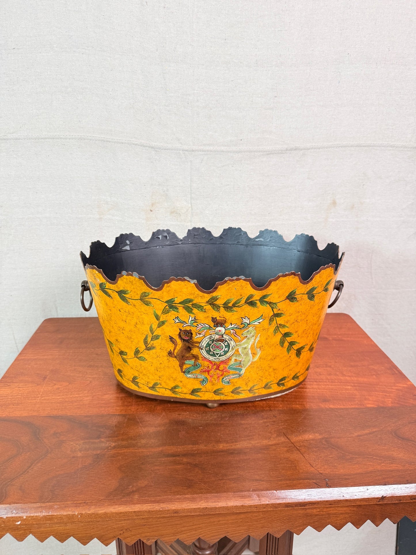 Vintage 1990s Chelsea House Yellow Old World Style Cachepot Planter