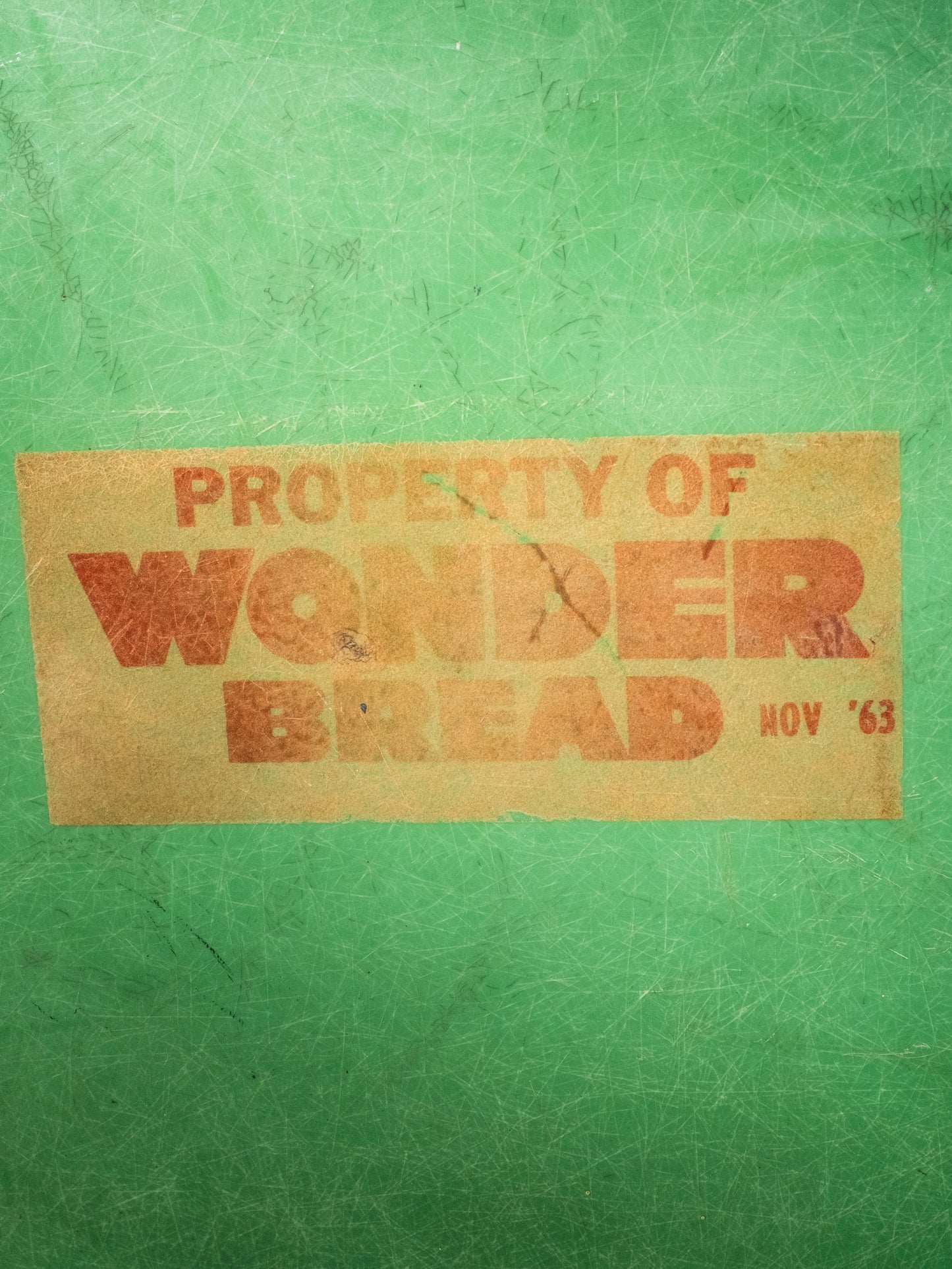 Vintage 1960s "Property of Wonder Bread" Green Metal Tray