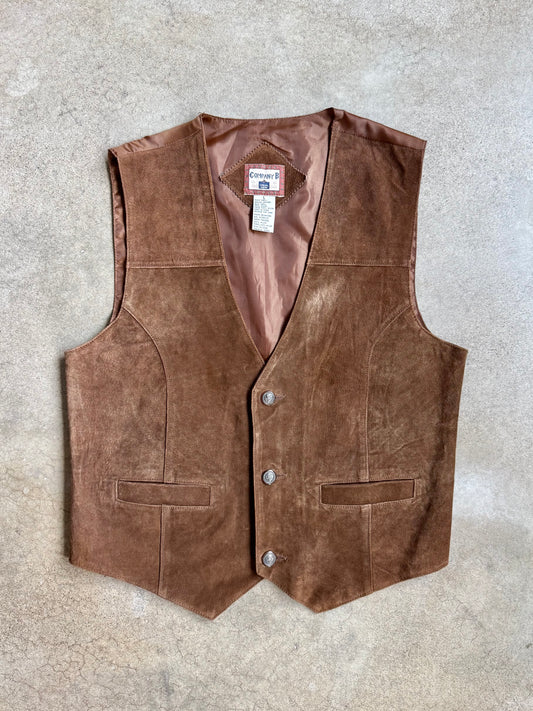 Vintage 1990s Company B Brown Suede Leather Vest | Large