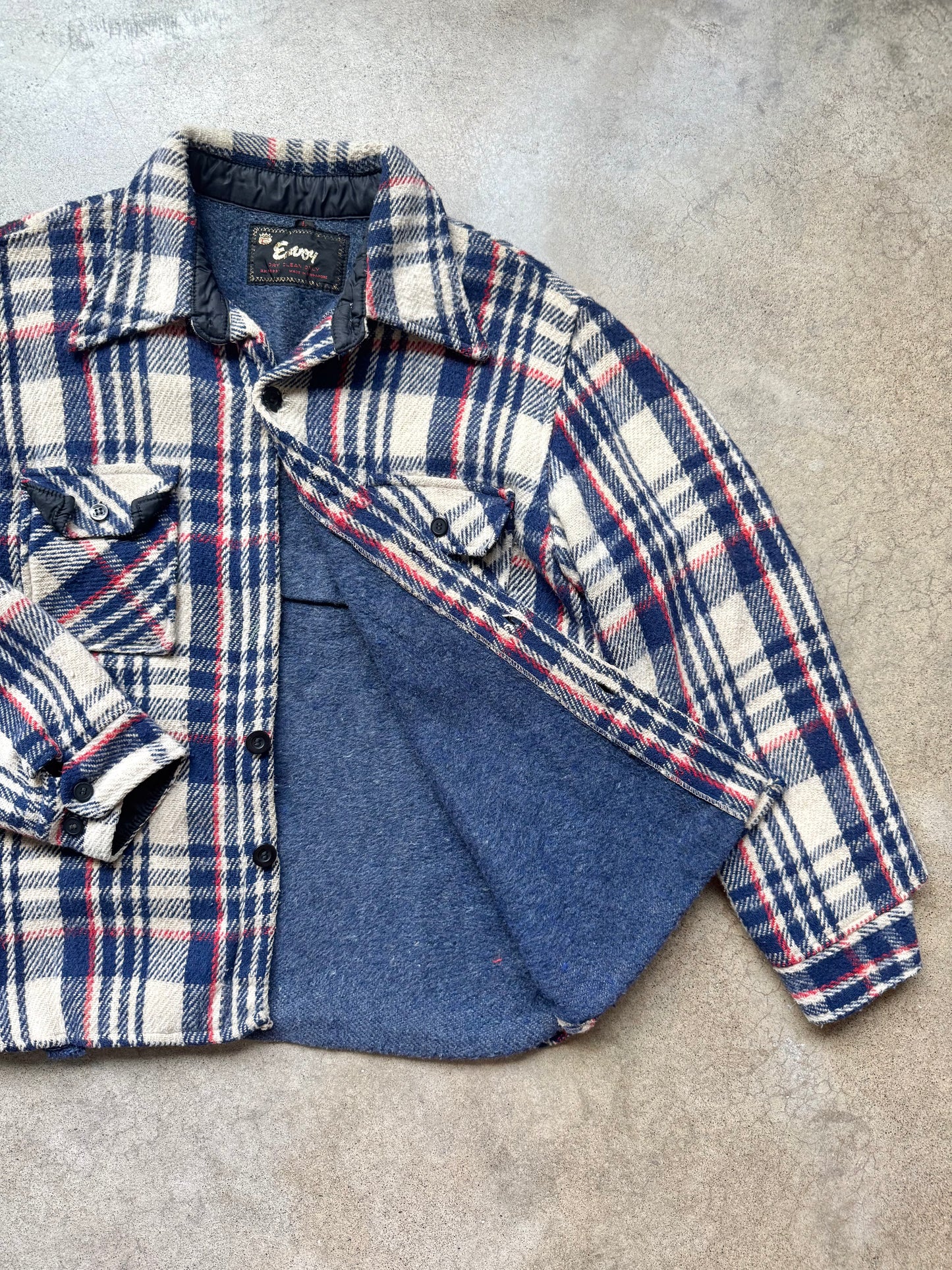 Vintage 1960s/70s Envoy Plaid Wool Blanket-Lined Shirt Jacket | Large