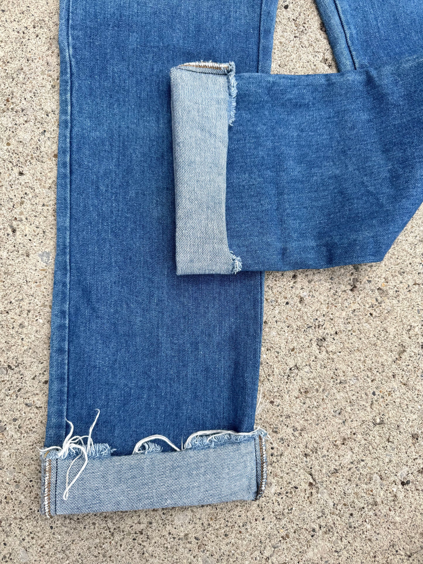 Vintage 1980s Lee Raw Hem Cuffed Jeans | Waist 28”