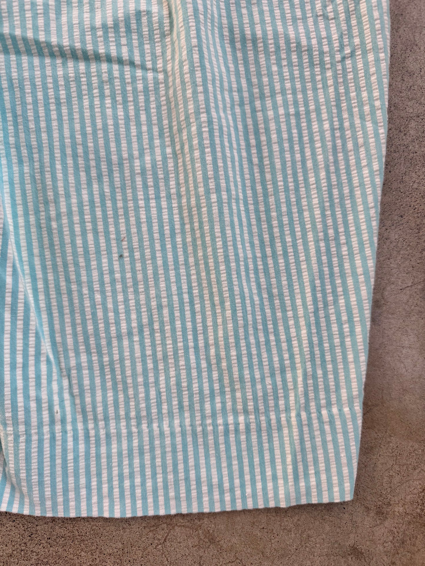 Vintage 1950s Tiger Pants Blue Seersucker Striped Shorts | Waist 26”
