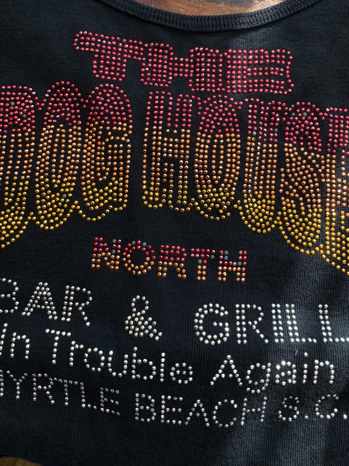 2000s "The Dog House" Myrtle Beach Rhinestone Lace-Up Tank Top | Large