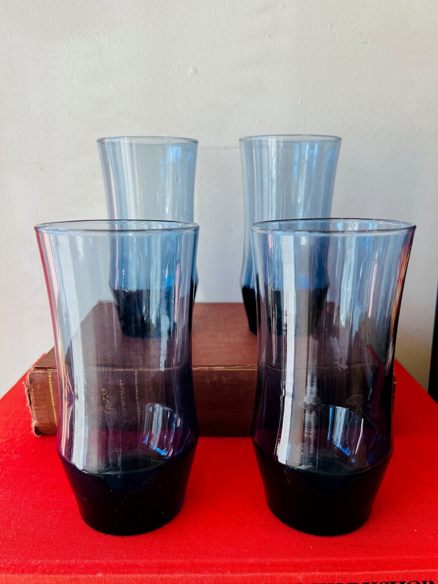 Vintage 1960s/70s Libbey Apollo Blue Glass Tumblers | Set of 4